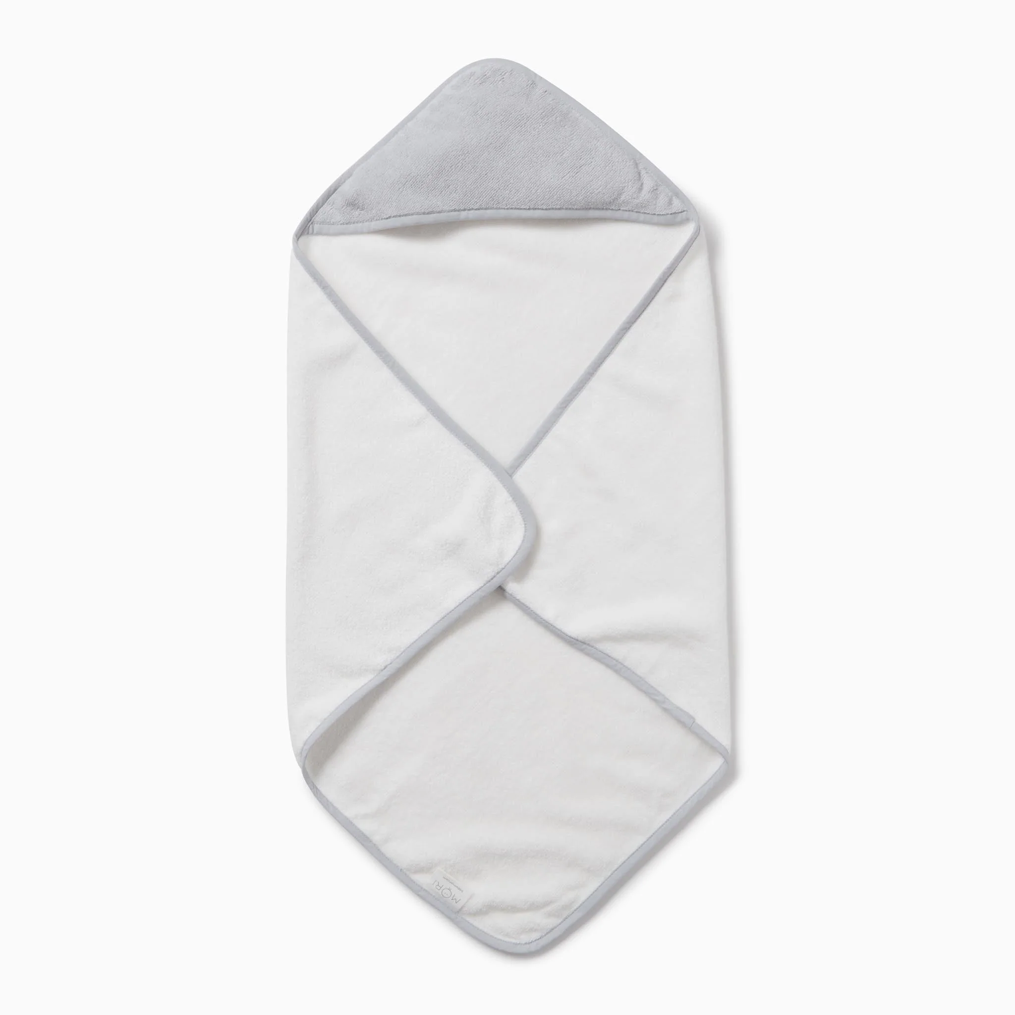 Baby Hooded Bath Towel - White & Grey - Image 2