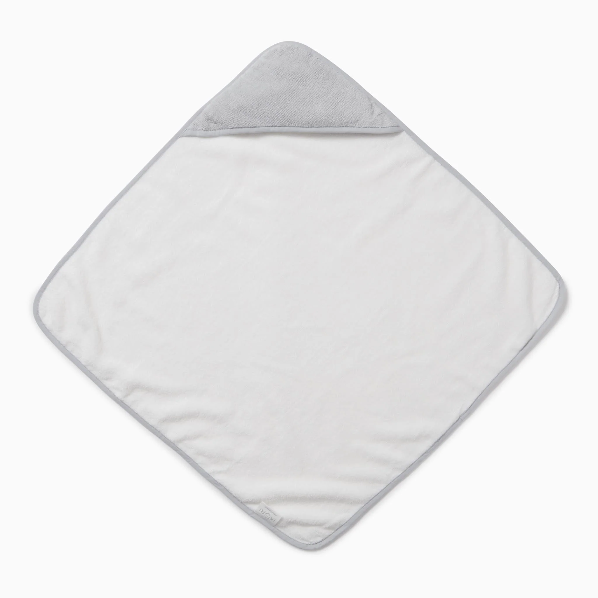 Baby Hooded Bath Towel - White & Grey - Image 4