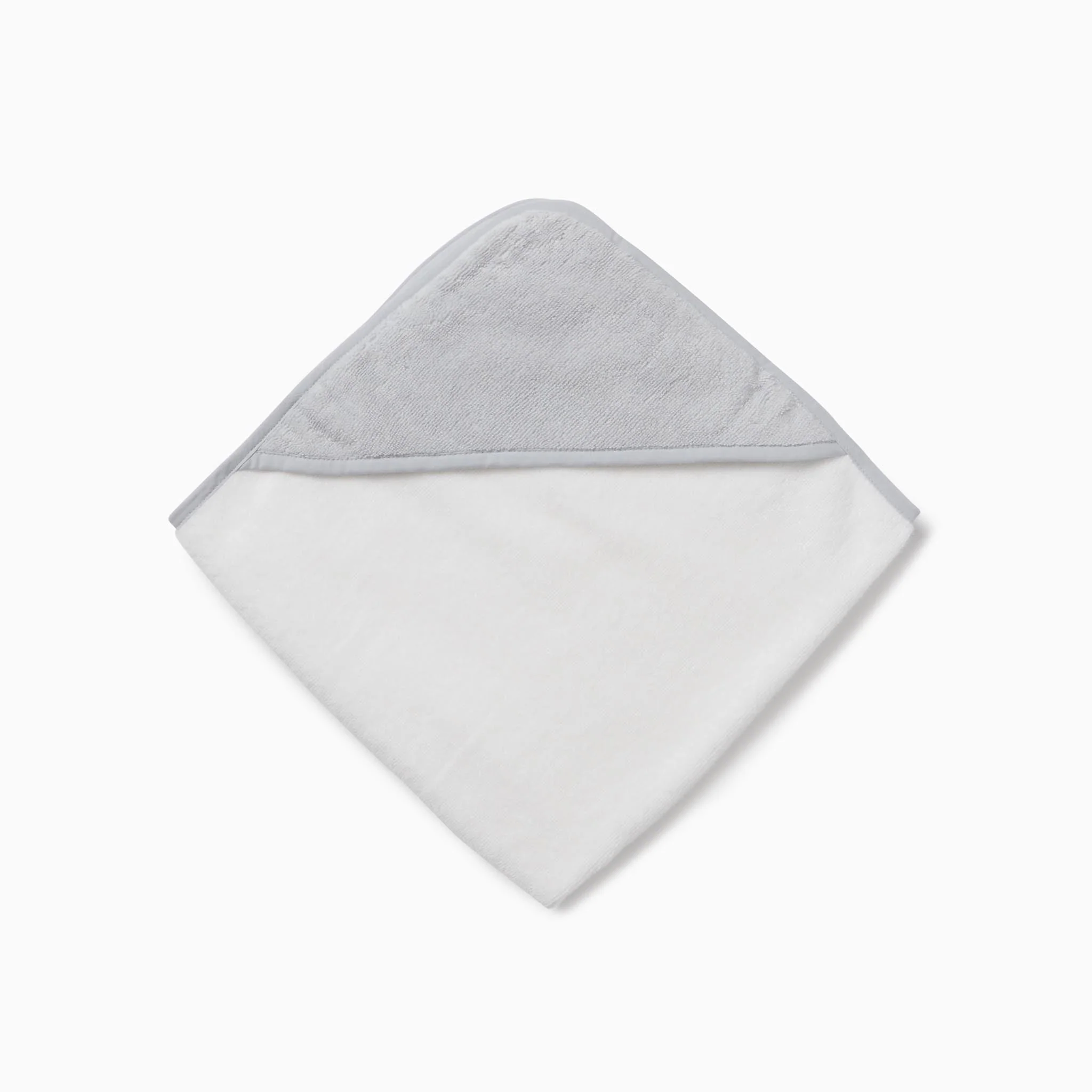 Baby Hooded Bath Towel - White & Grey - Image 5