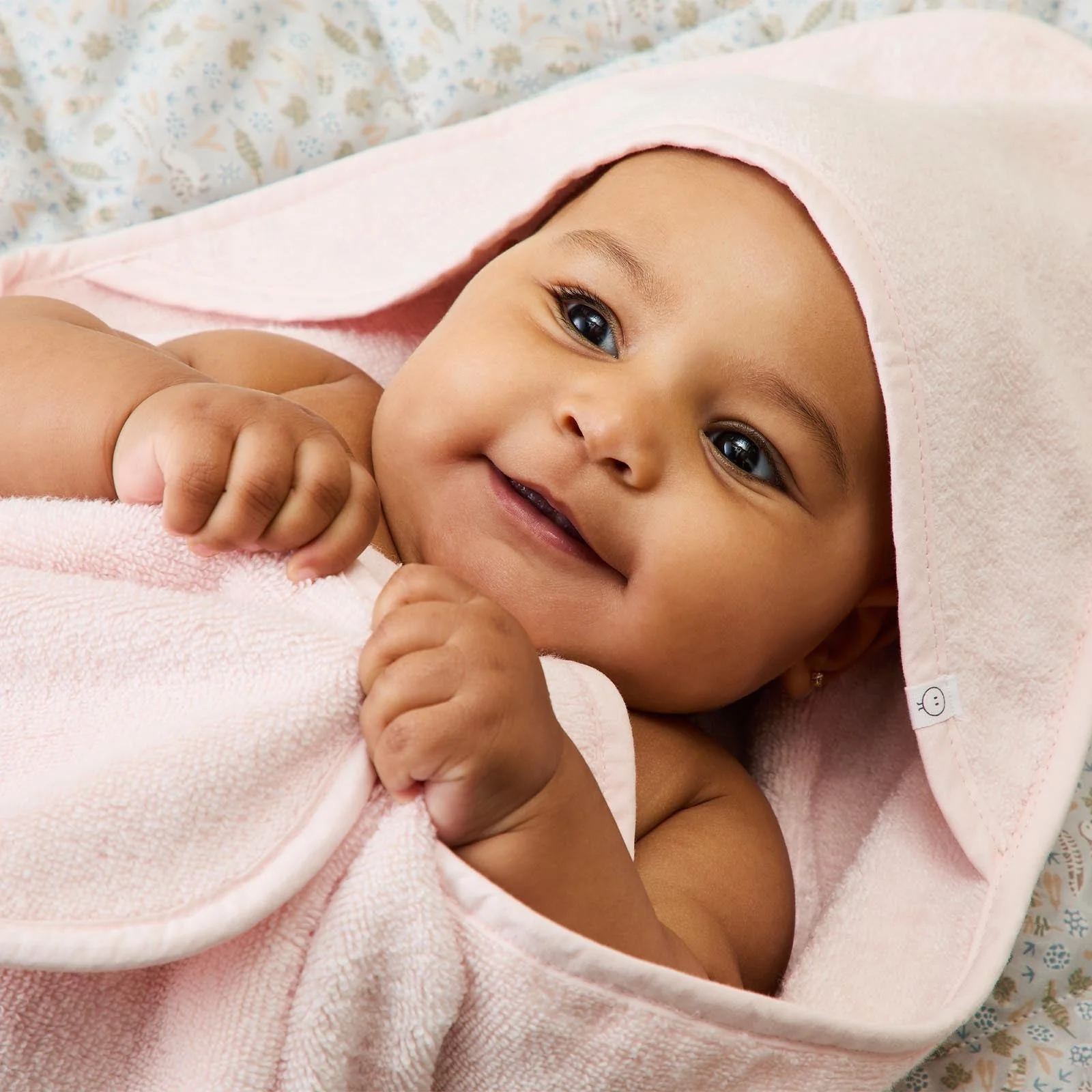 Baby Hooded Bath Towel - Blush - Image 2
