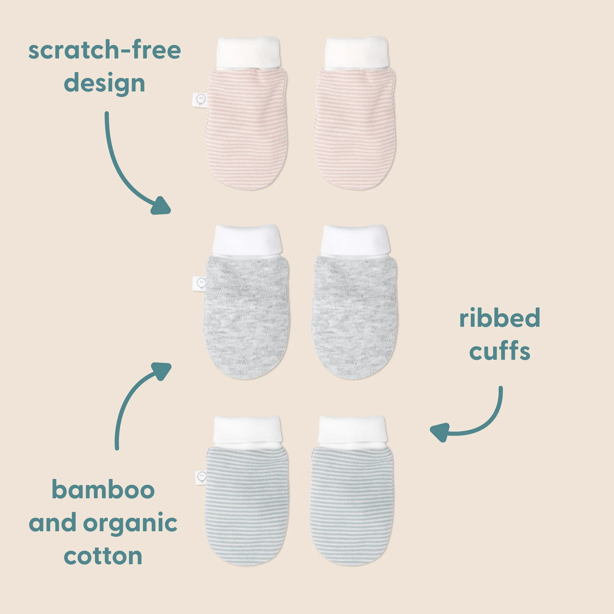 Baby Mittens - Blue Stripe - Image 2