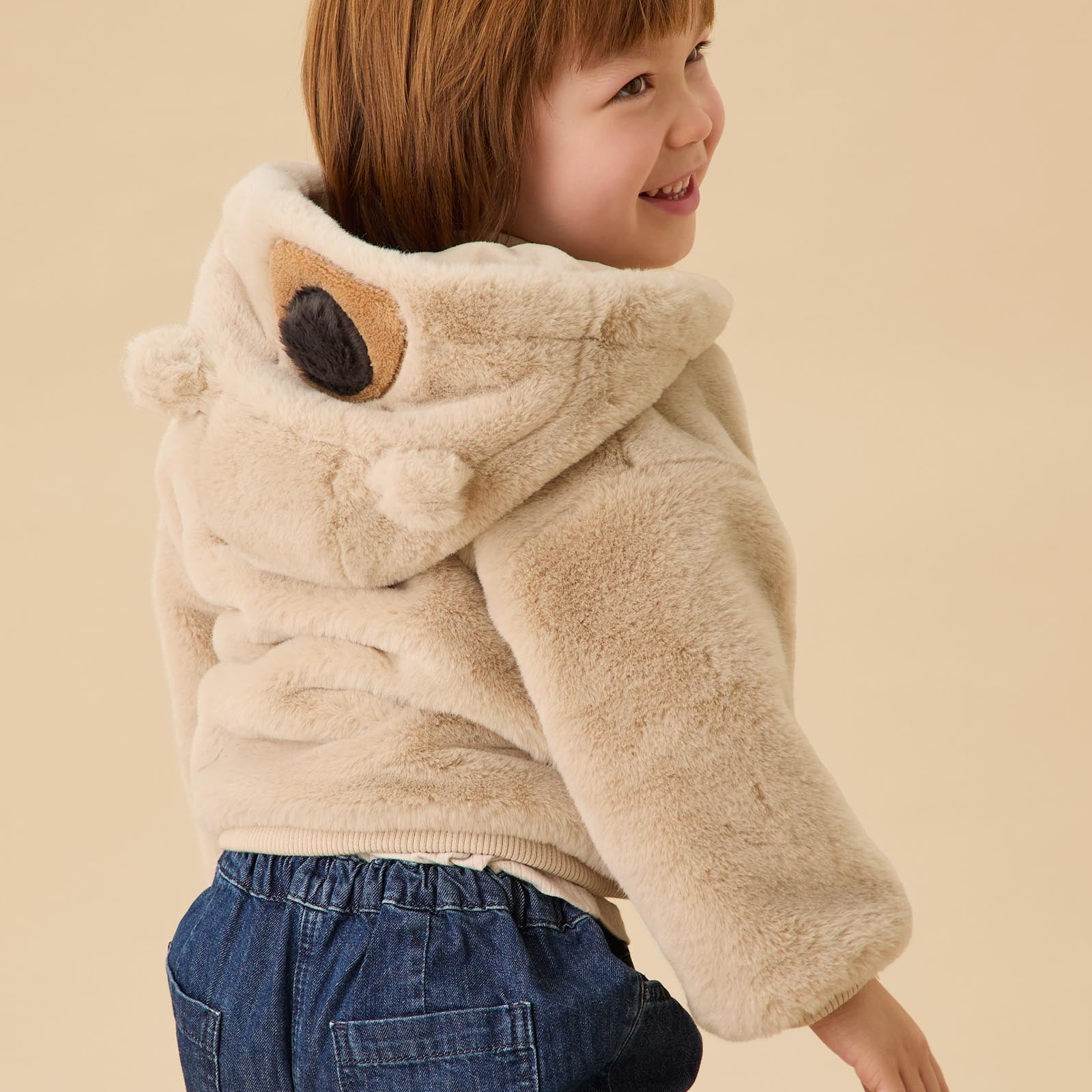 Bear Faux Fur Hooded Jacket - Image 2