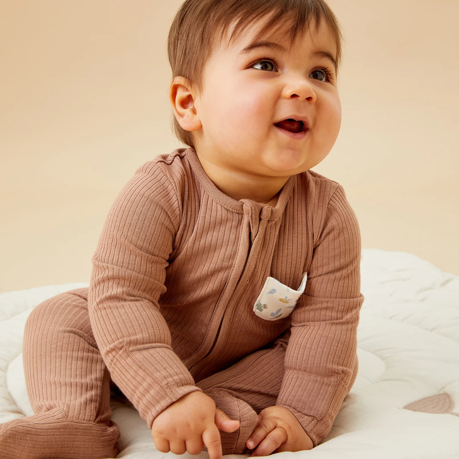 Bear Pocket Ribbed Clever Zip Sleepsuit