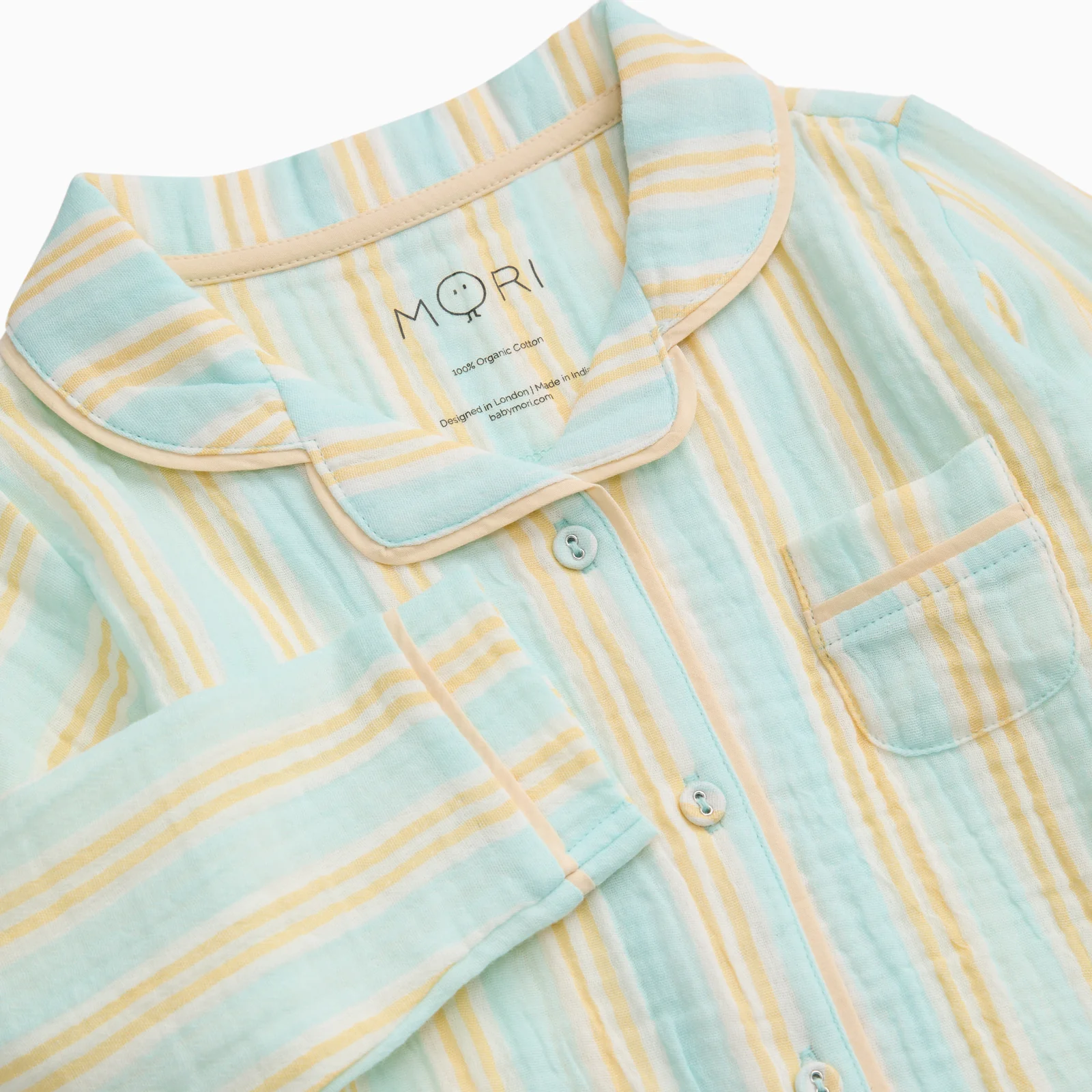 Blue Striped Button Up Pyjamas - Image 4
