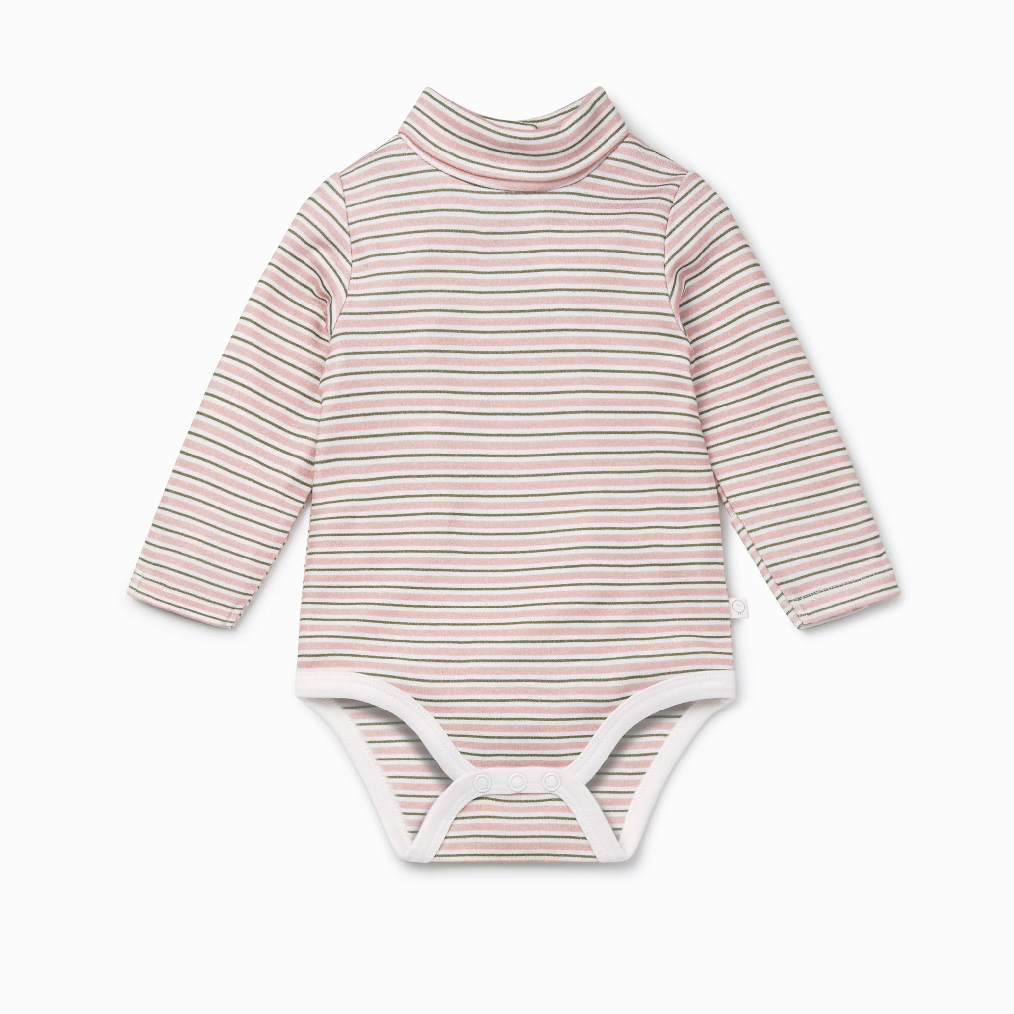 Blush & Khaki Stripe Roll Neck Bodysuit 2 Pack - Image 2