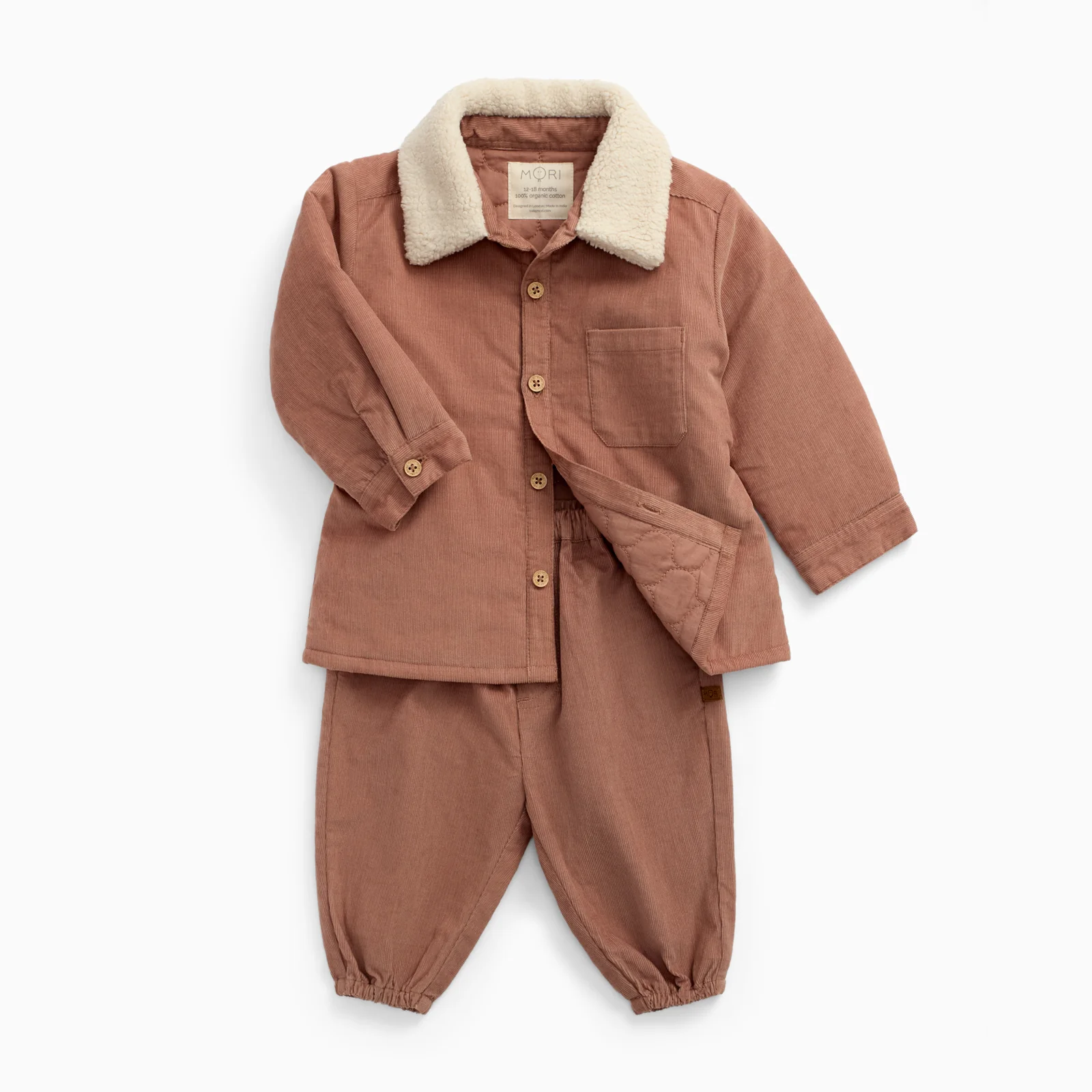 Borg-Collared Corduroy Shacket & Trousers Outfit - Image 2