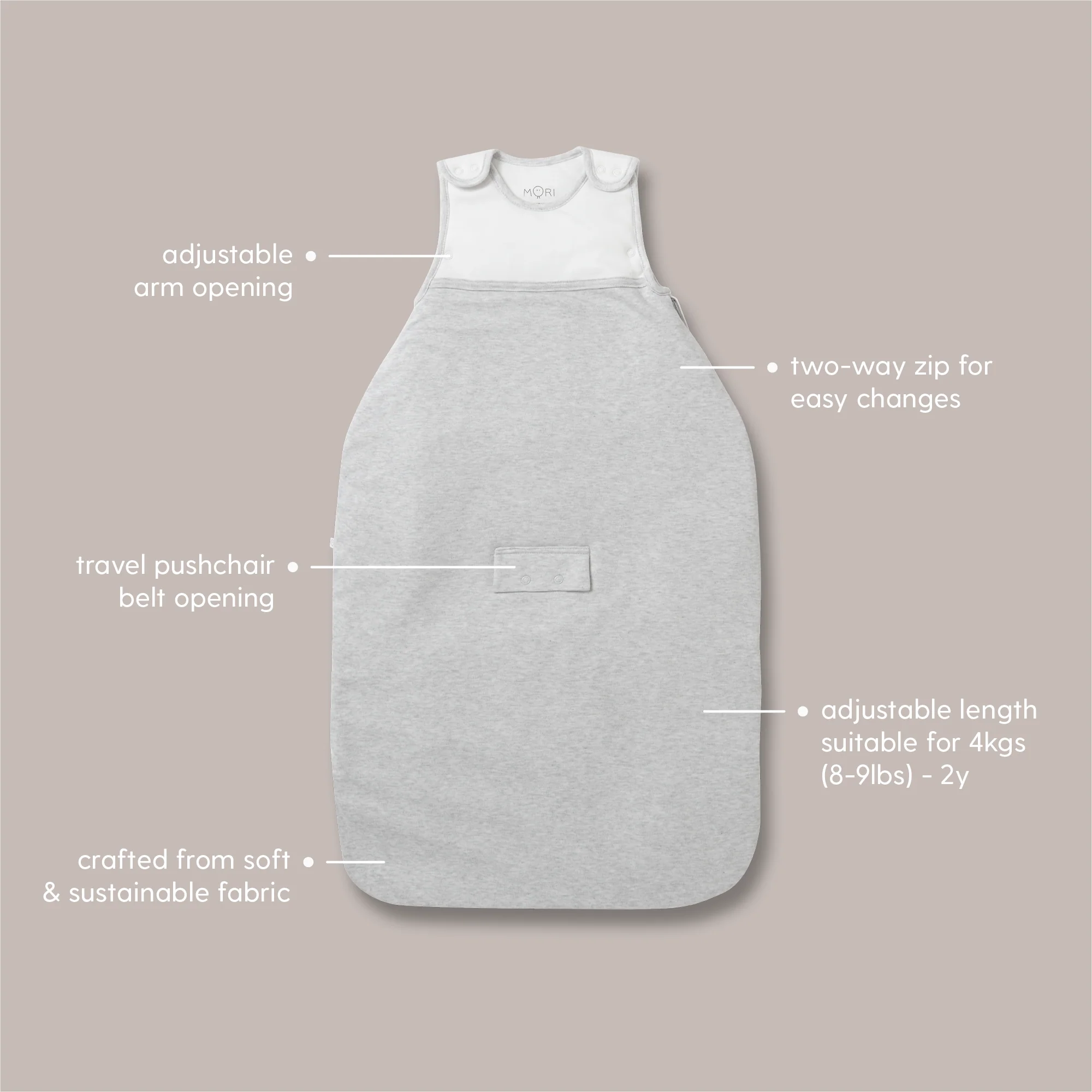 Clever Year Round Sleeping Bag 1.5 TOG - Grey Stripe - Image 6