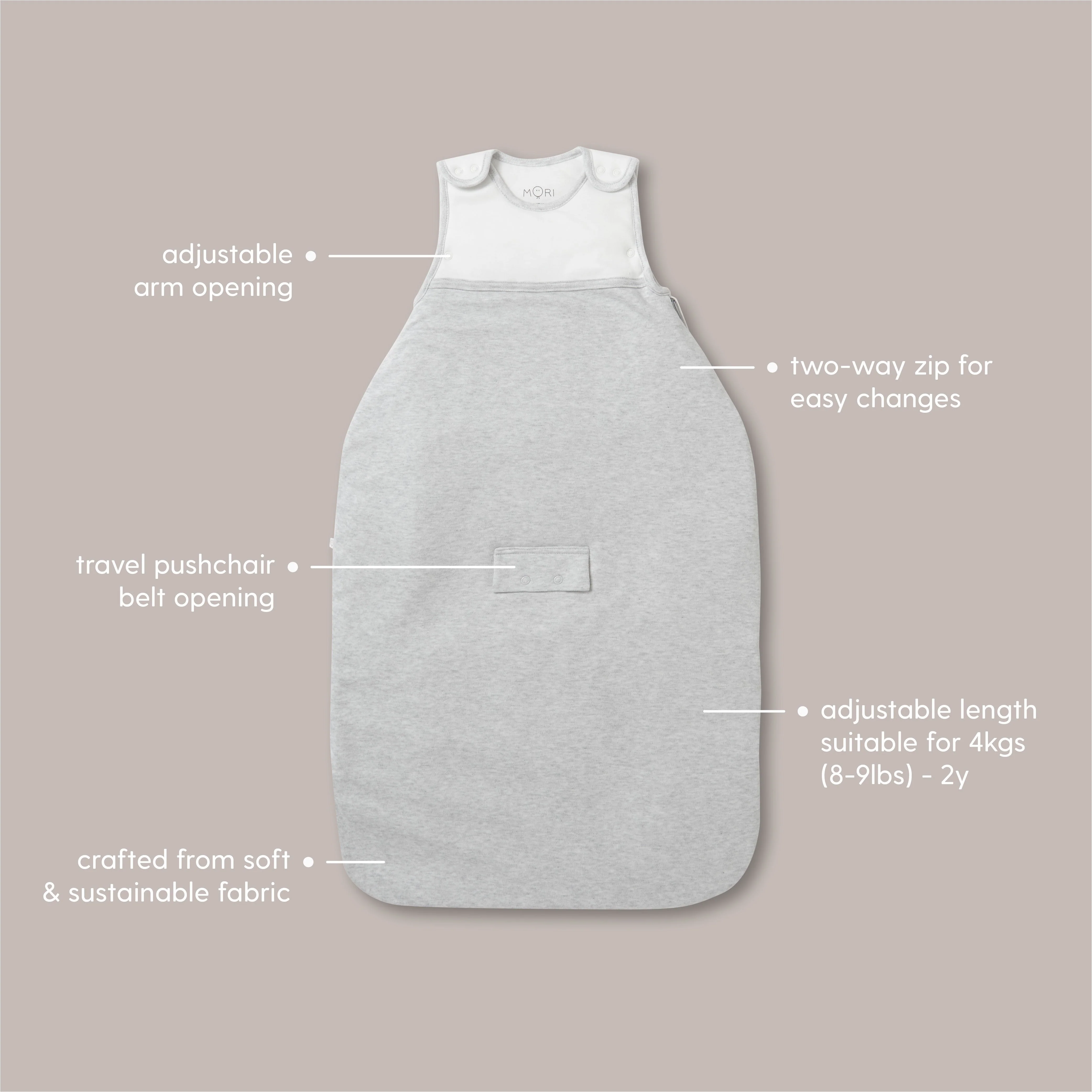 Clever Winter Sleeping Bag 2.5 TOG - Blush Stripe - Image 6