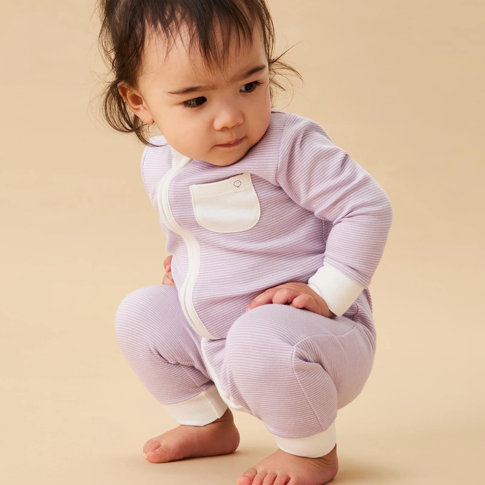 Clever Zip Sleepsuit 3 Pack - Purple & Pink Stripe - Image 3