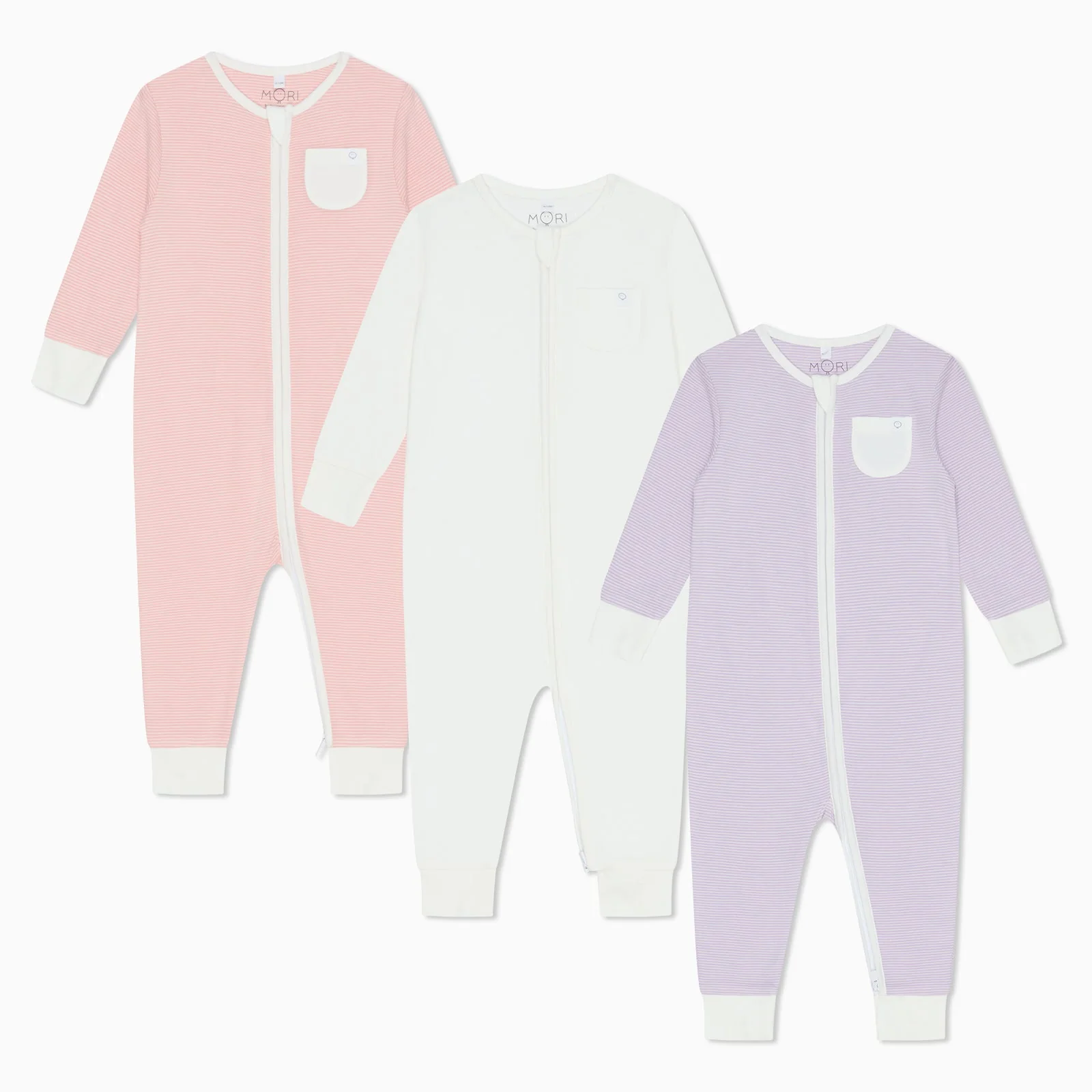 Clever Zip Sleepsuit 3 Pack - Purple & Pink Stripe - Image 4
