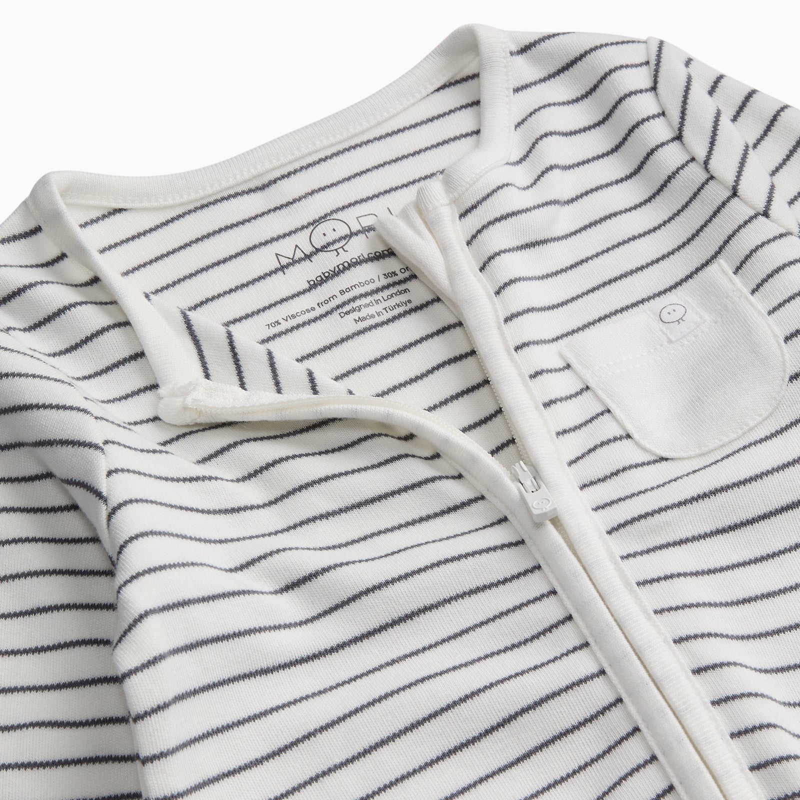 Clever Zip Sleepsuit - Grey Stripe - Image 4