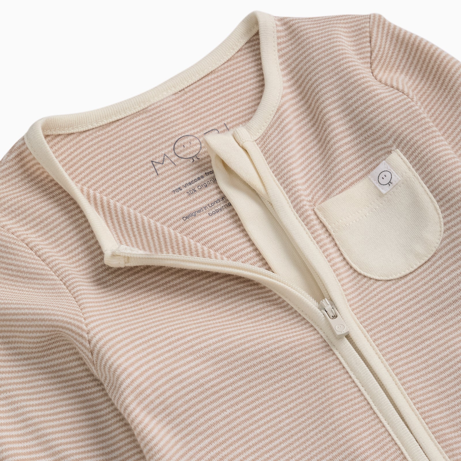 Clever Zip Sleepsuit - Oatmeal Stripe - Image 3