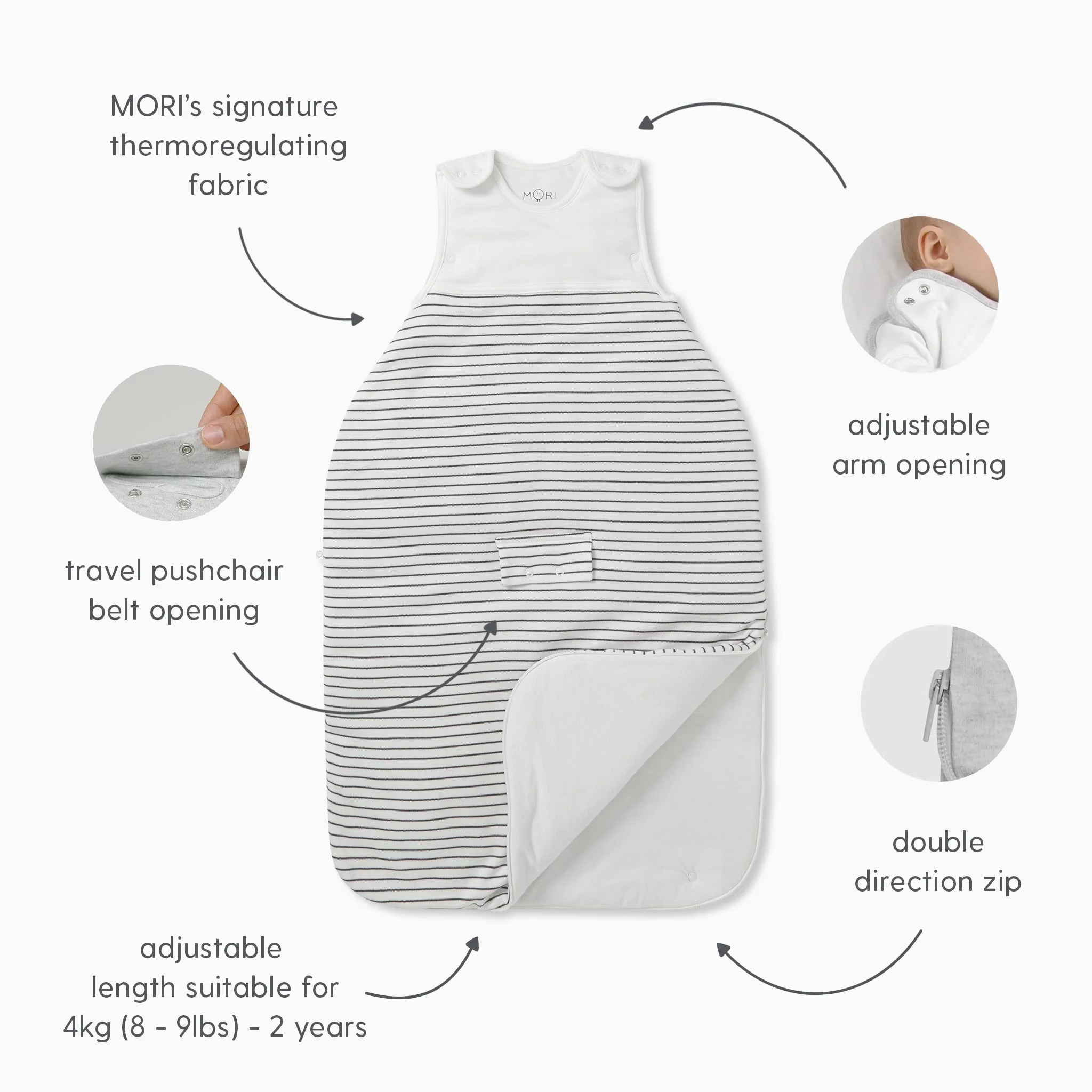 Coral Stripe Clever Sleeping Bag 0.5 TOG - Image 6
