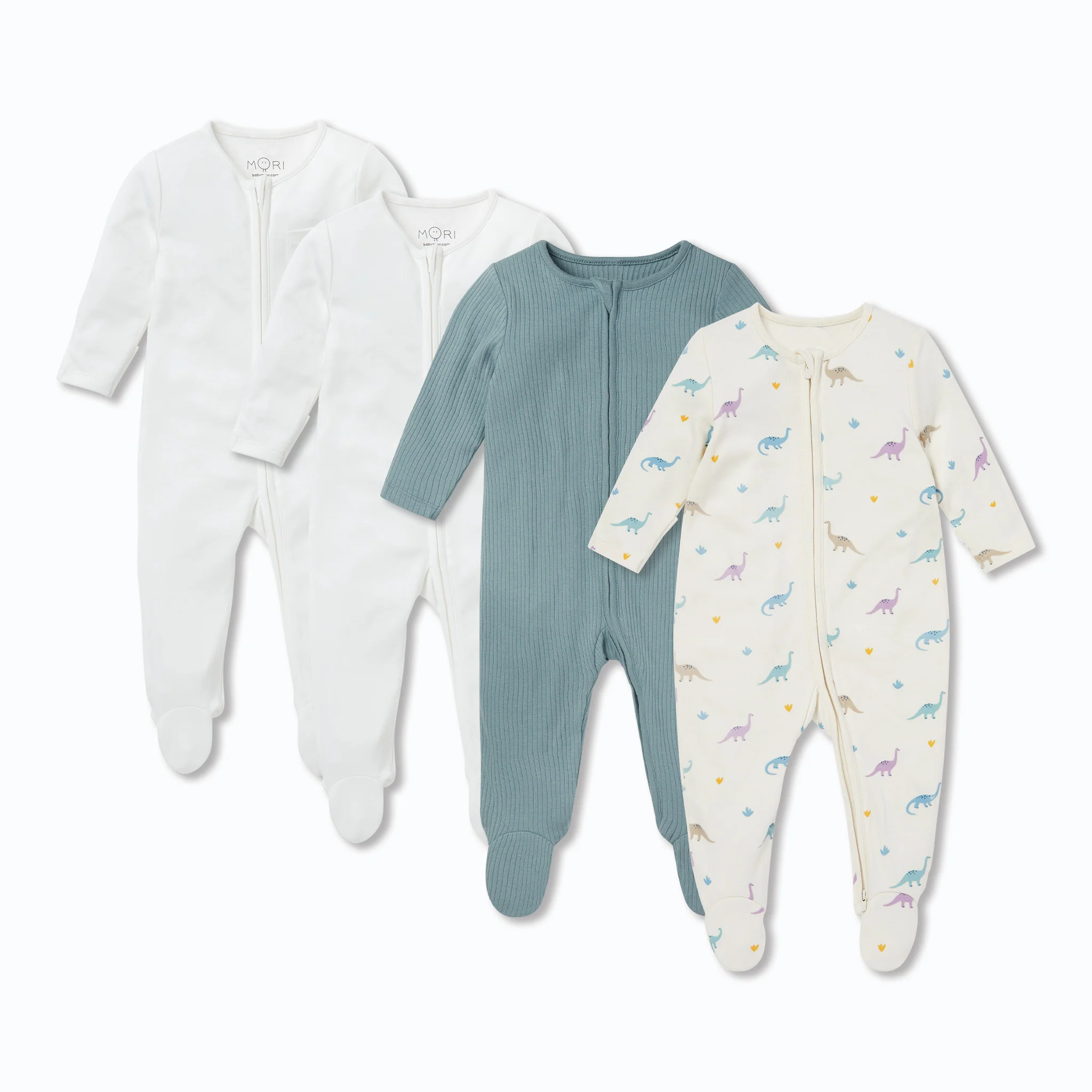 Dino Clever Zip Sleepsuit 4 Pack