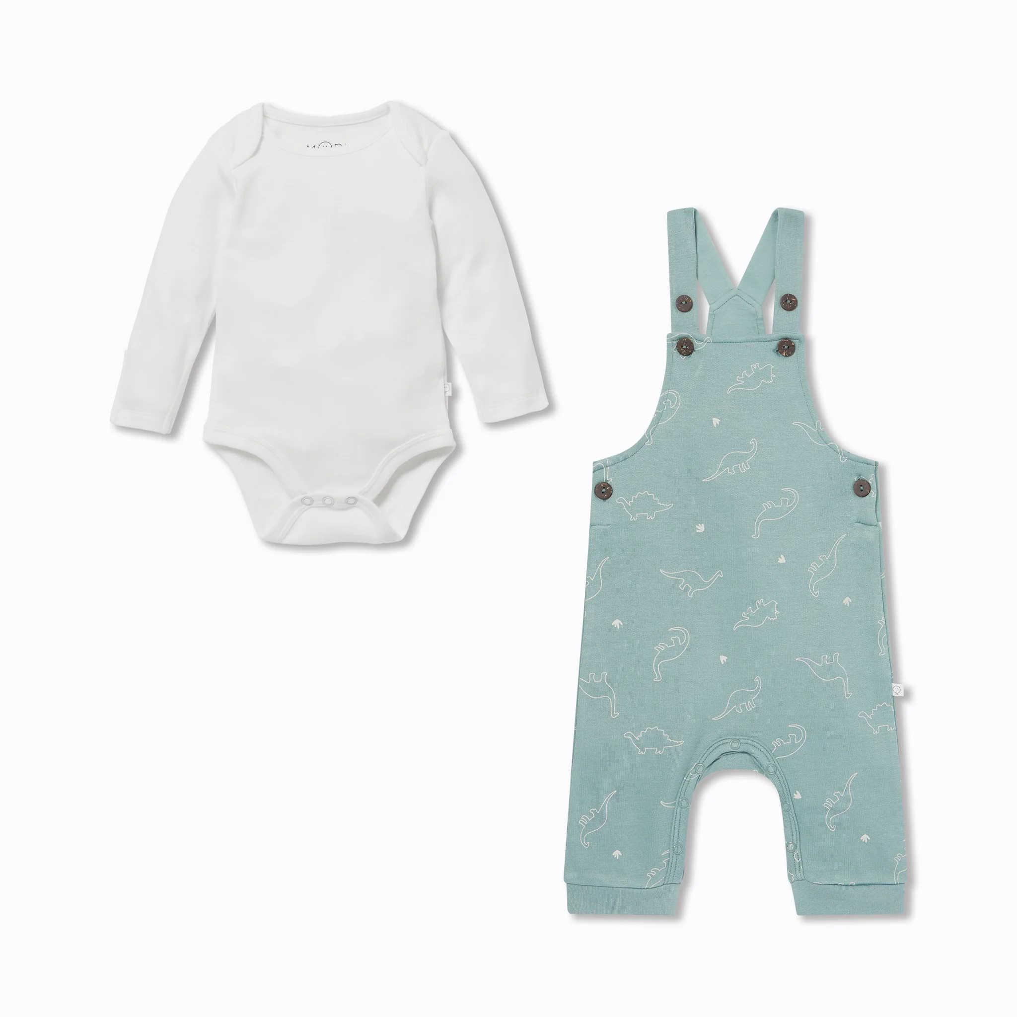 Dino Dungarees & Plain Bodysuit Outfit - Image 2