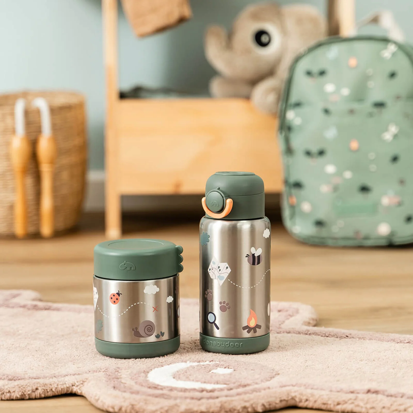 Done By Deer Insulated Food Jar 300ml - Tiny Trails Green - Image 5
