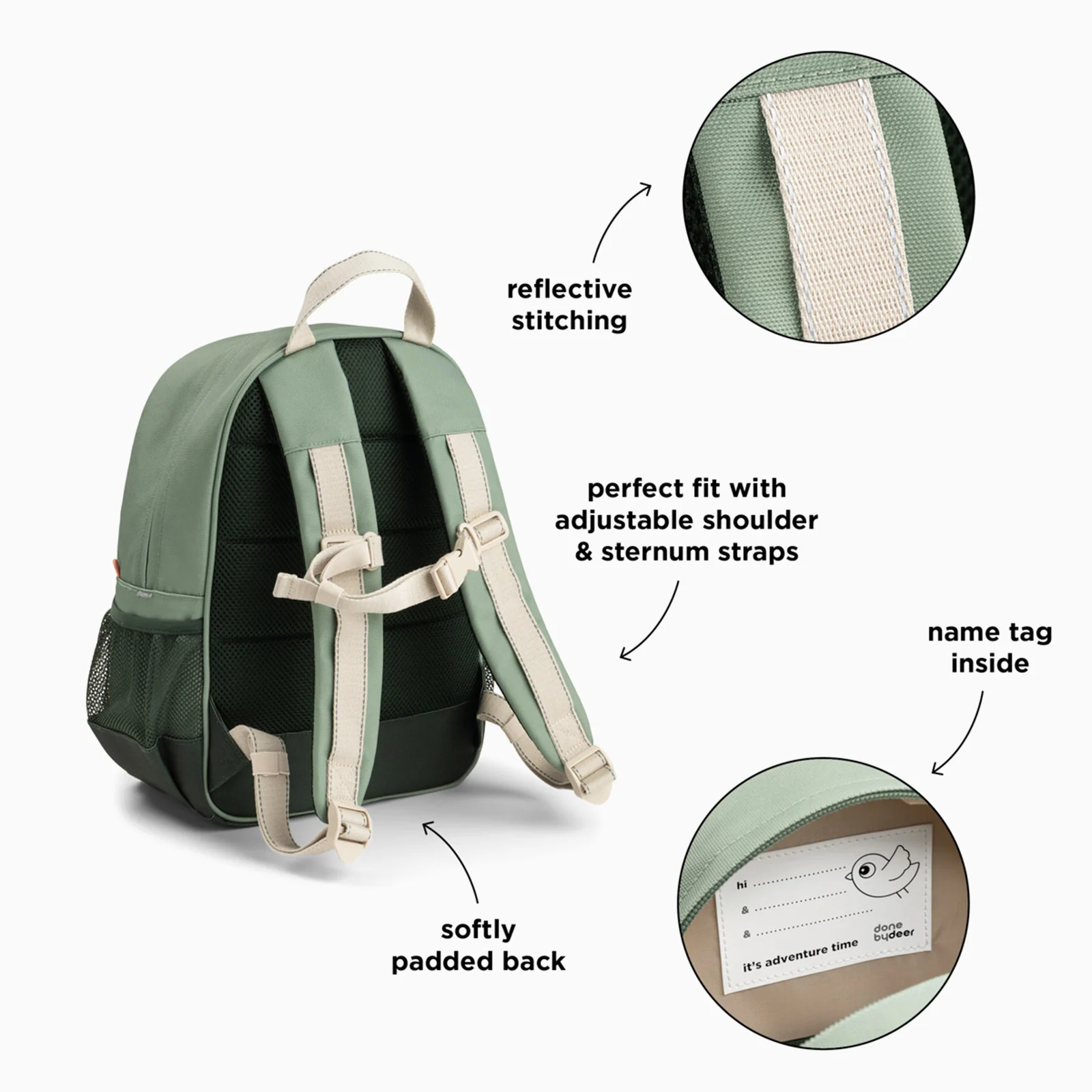 Done by Deer Junior Backpack - Tiny Trails Green 13l - Image 5