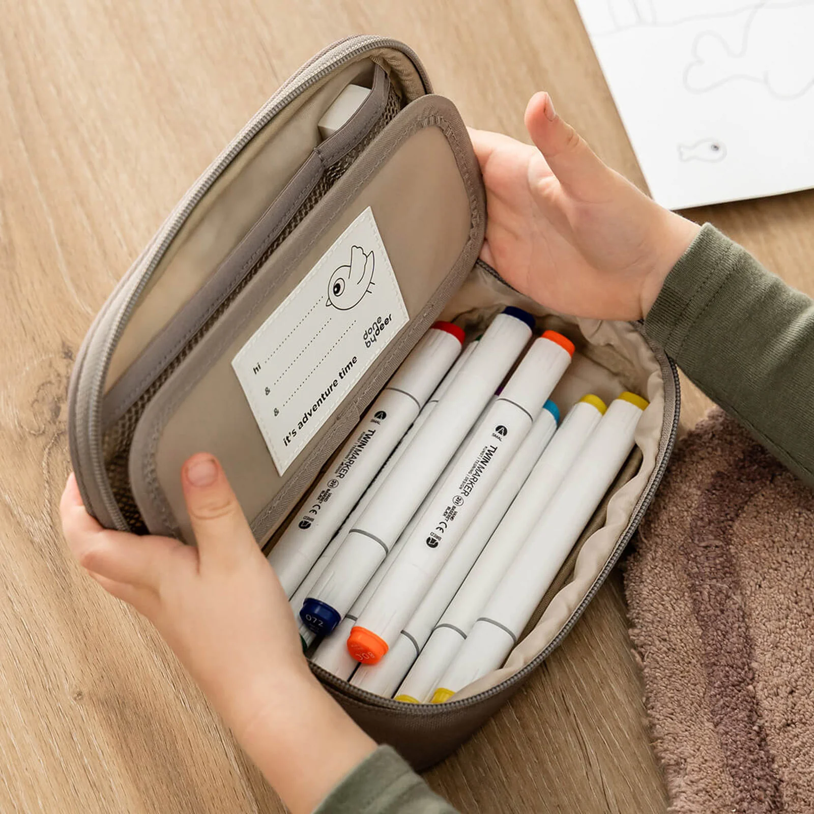 Done by Deer Pencil Case - Tiny Trails Sand - Image 2