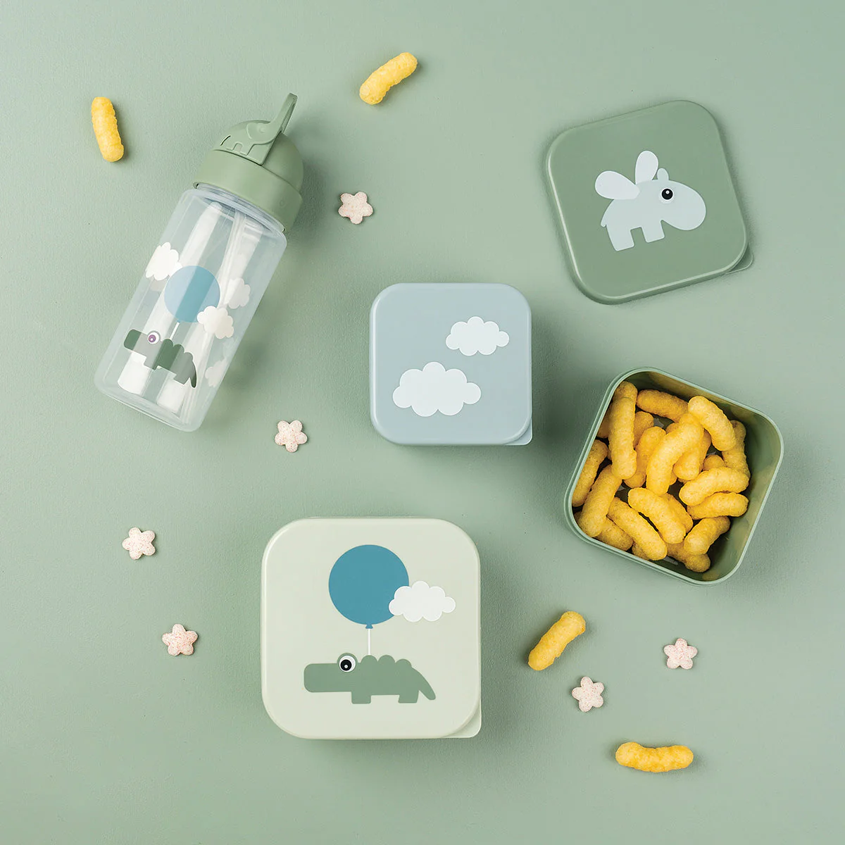 Done By Deer Snack Box Set 3 pcs - Happy Clouds Green - Image 2