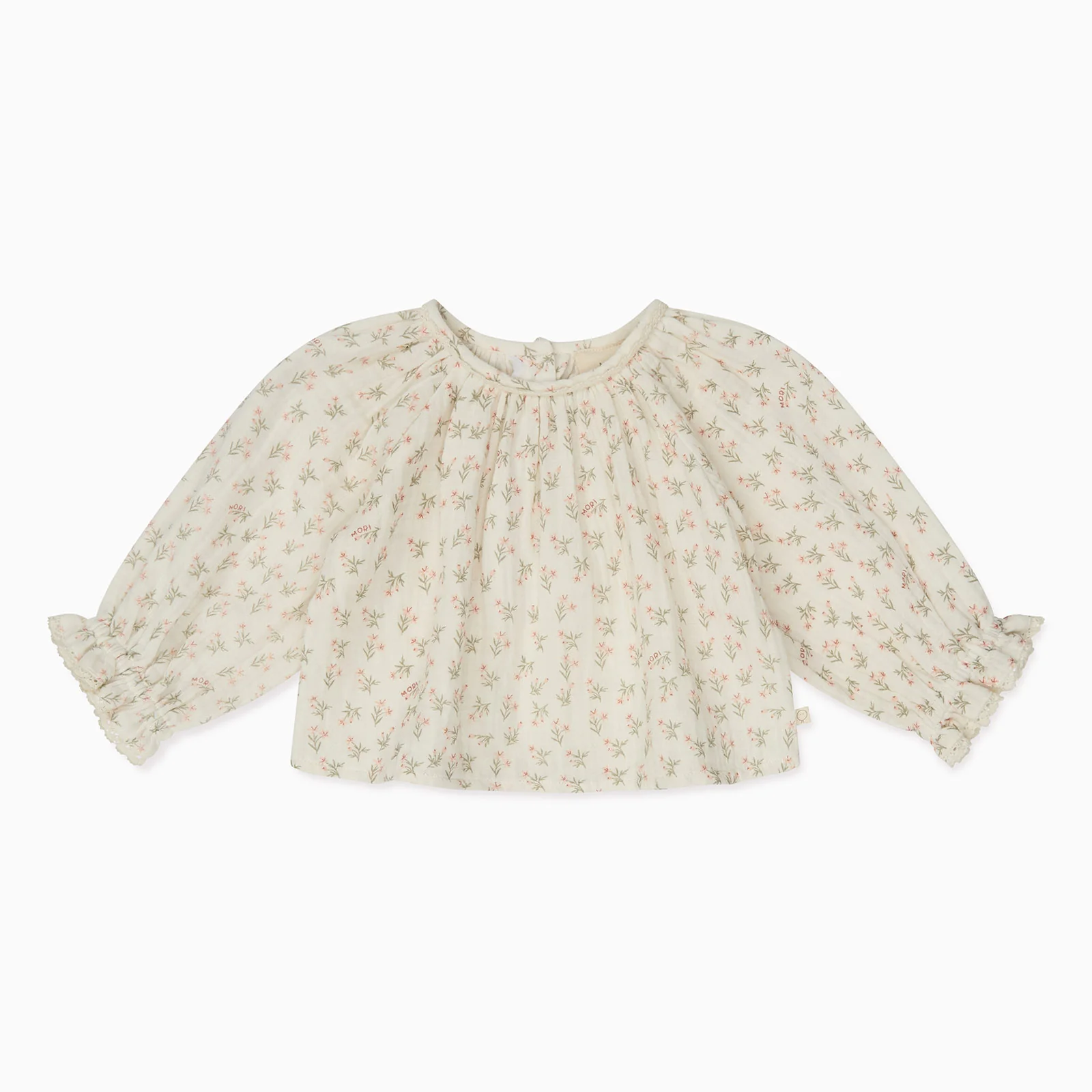 Floral Muslin Bloomer Blouse & Sage Muslin Frilled Trousers Outfit - Image 2