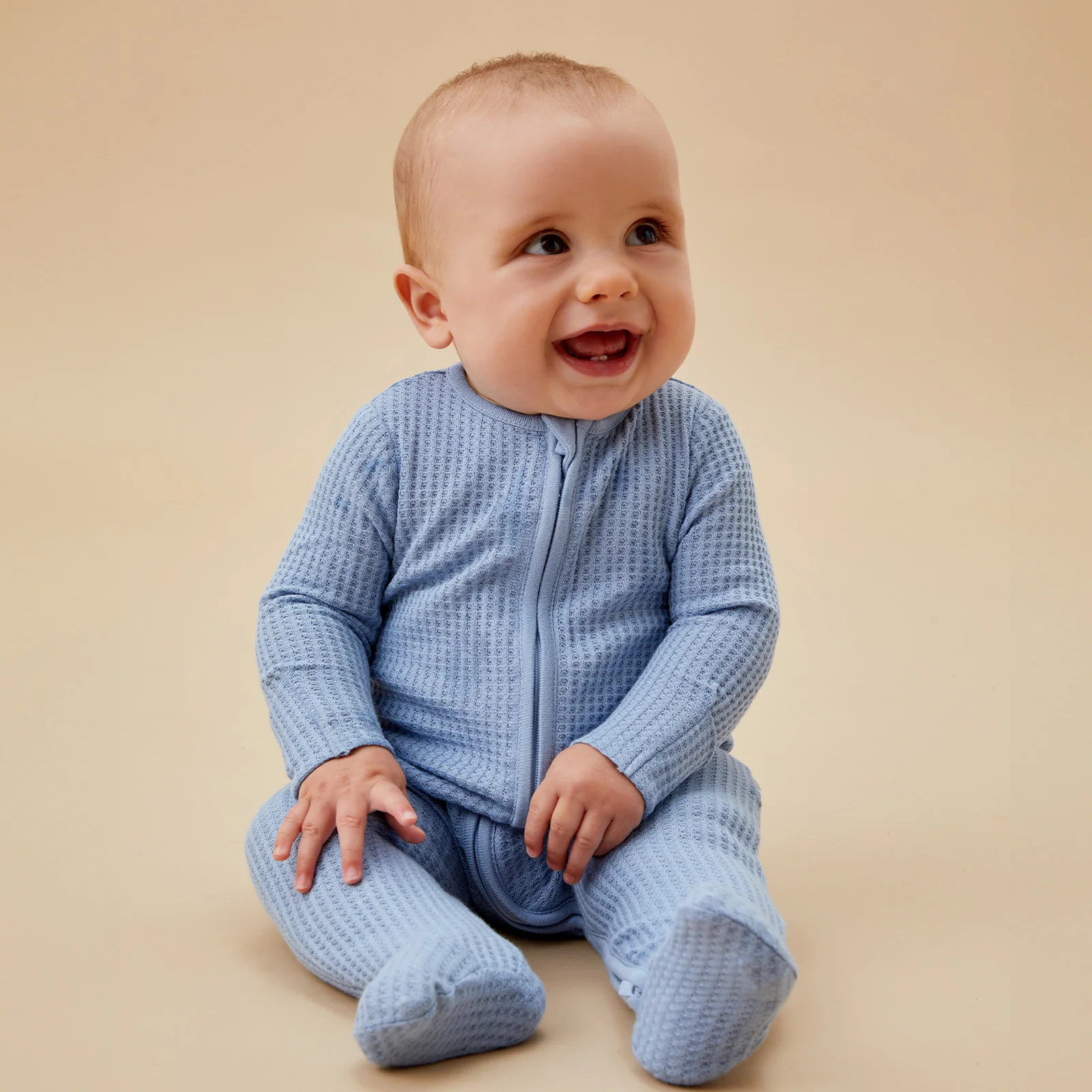 Sky Waffle Clever Zip Sleepsuit