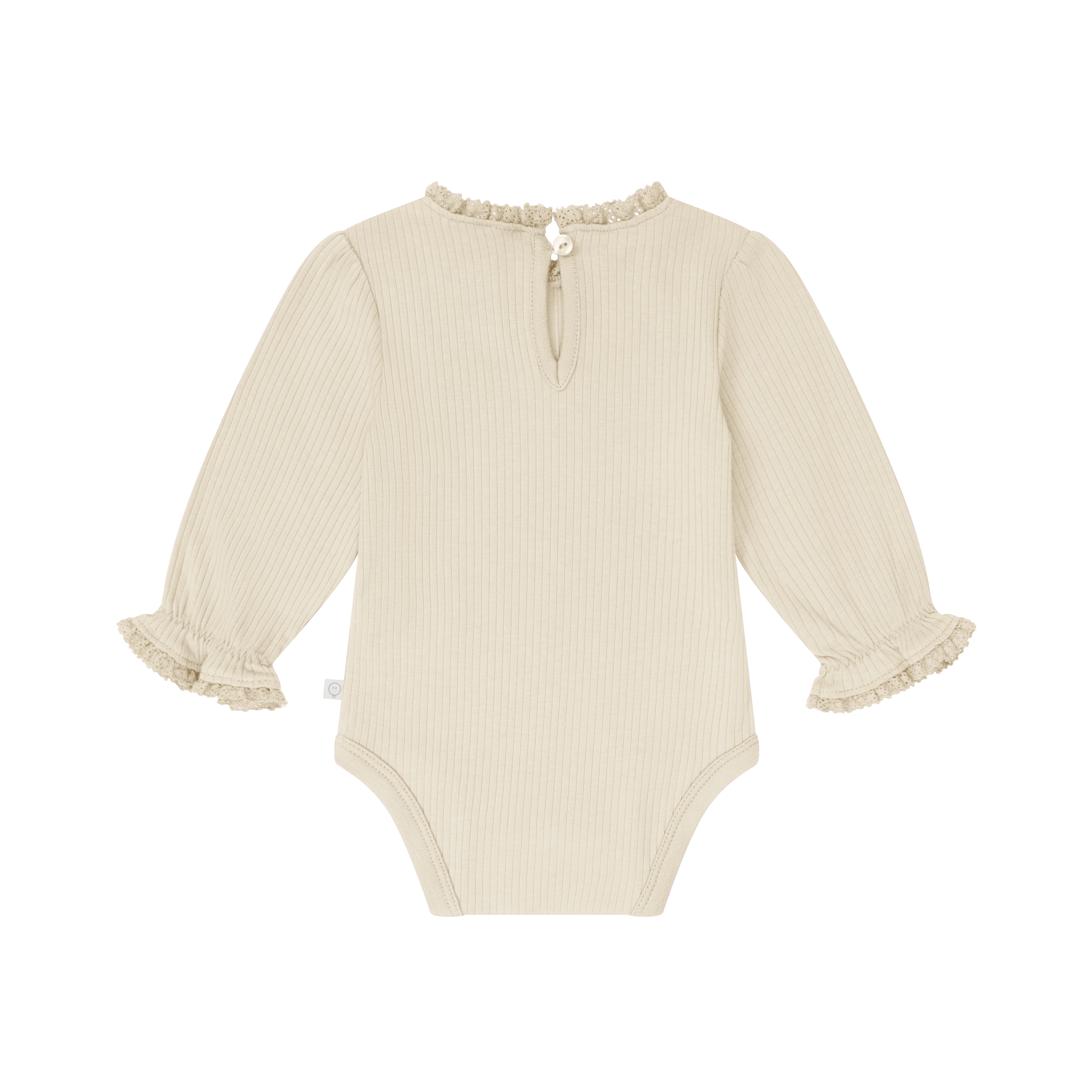 Frilled Ribbed Bodysuit - Ecru - Image 2