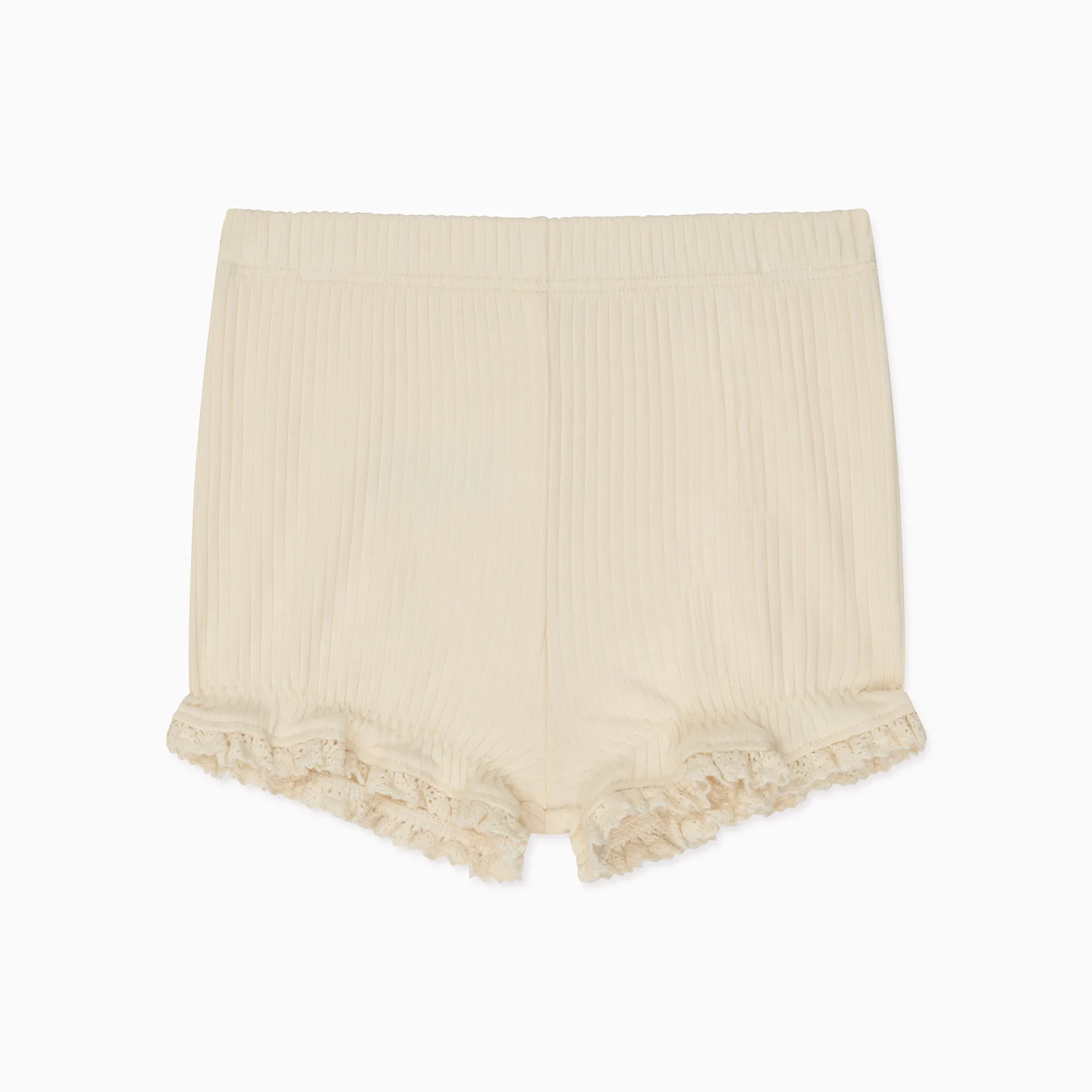 Frilled Ribbed Cardigan & Shorts Outfit - Cream - Image 3