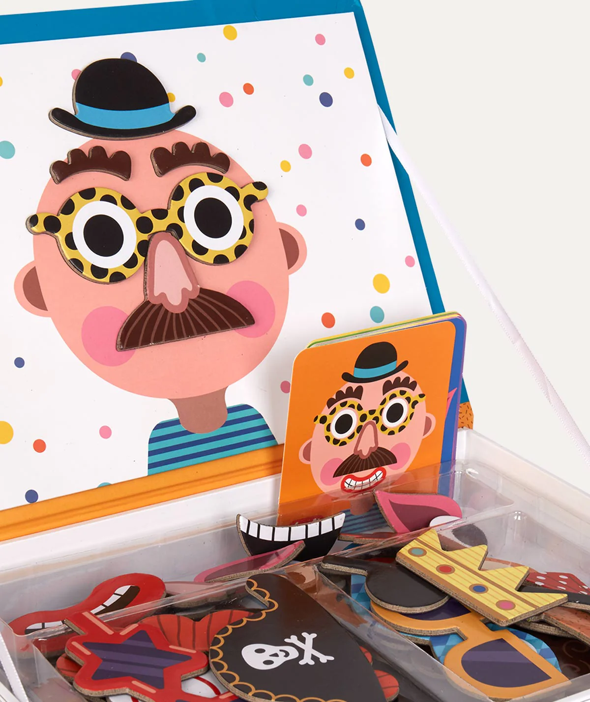 Janod Magnetibook Educational Toy - Boy's Crazy Faces - Image 2