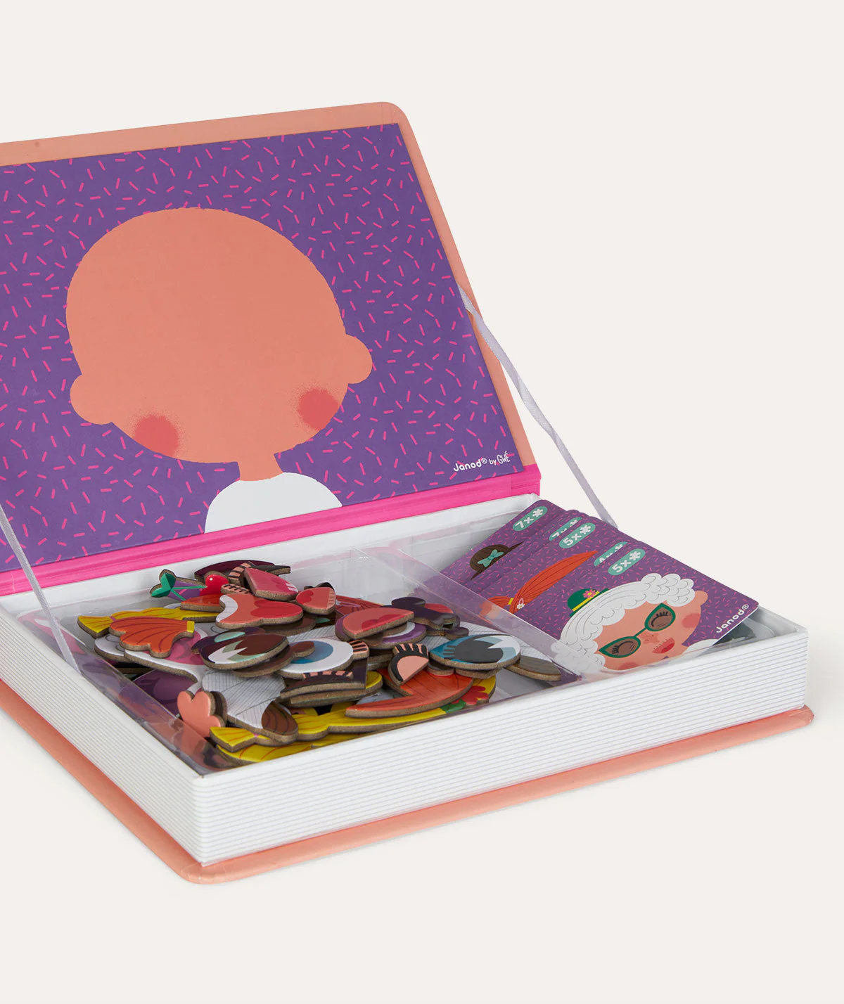 Janod Magnetibook Educational Toy - Girl's Crazy Faces - Image 5