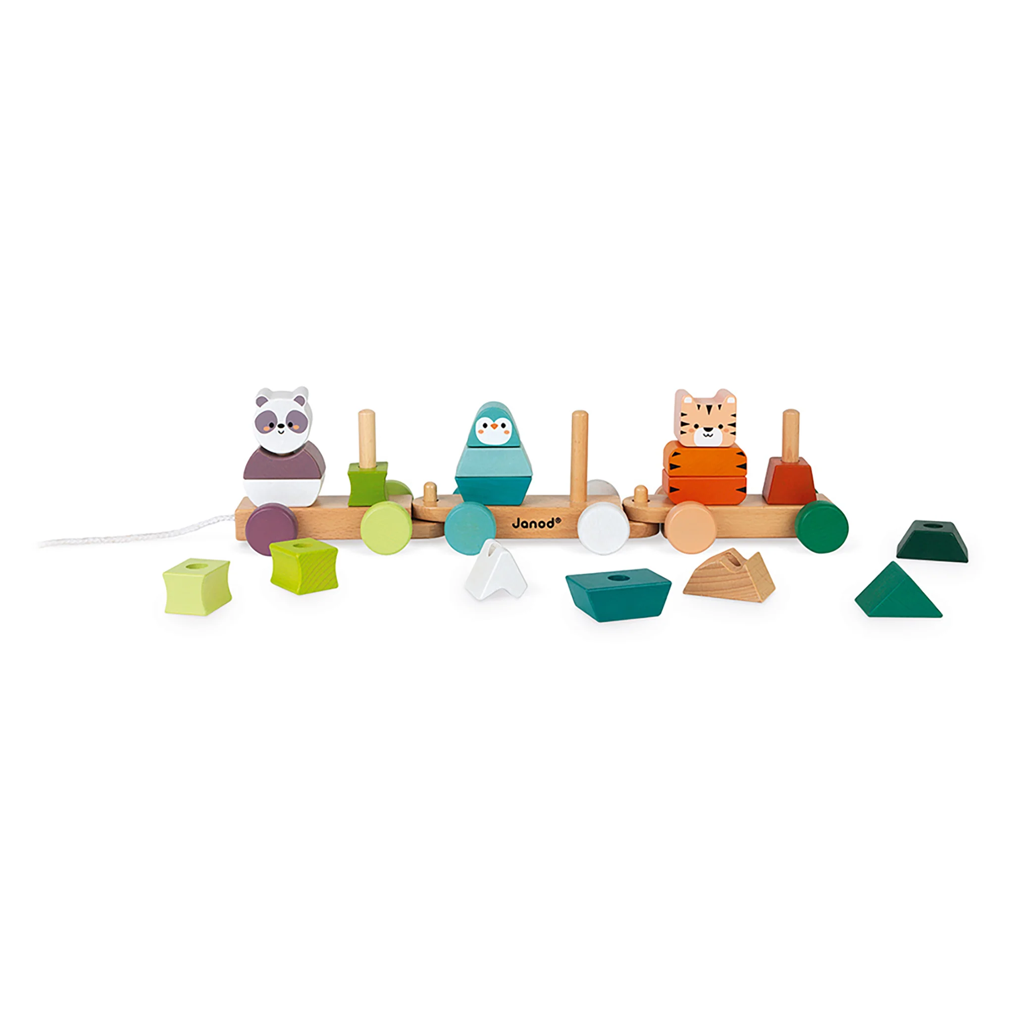Janod Wooden Pull-Along Animal Train - Image 3