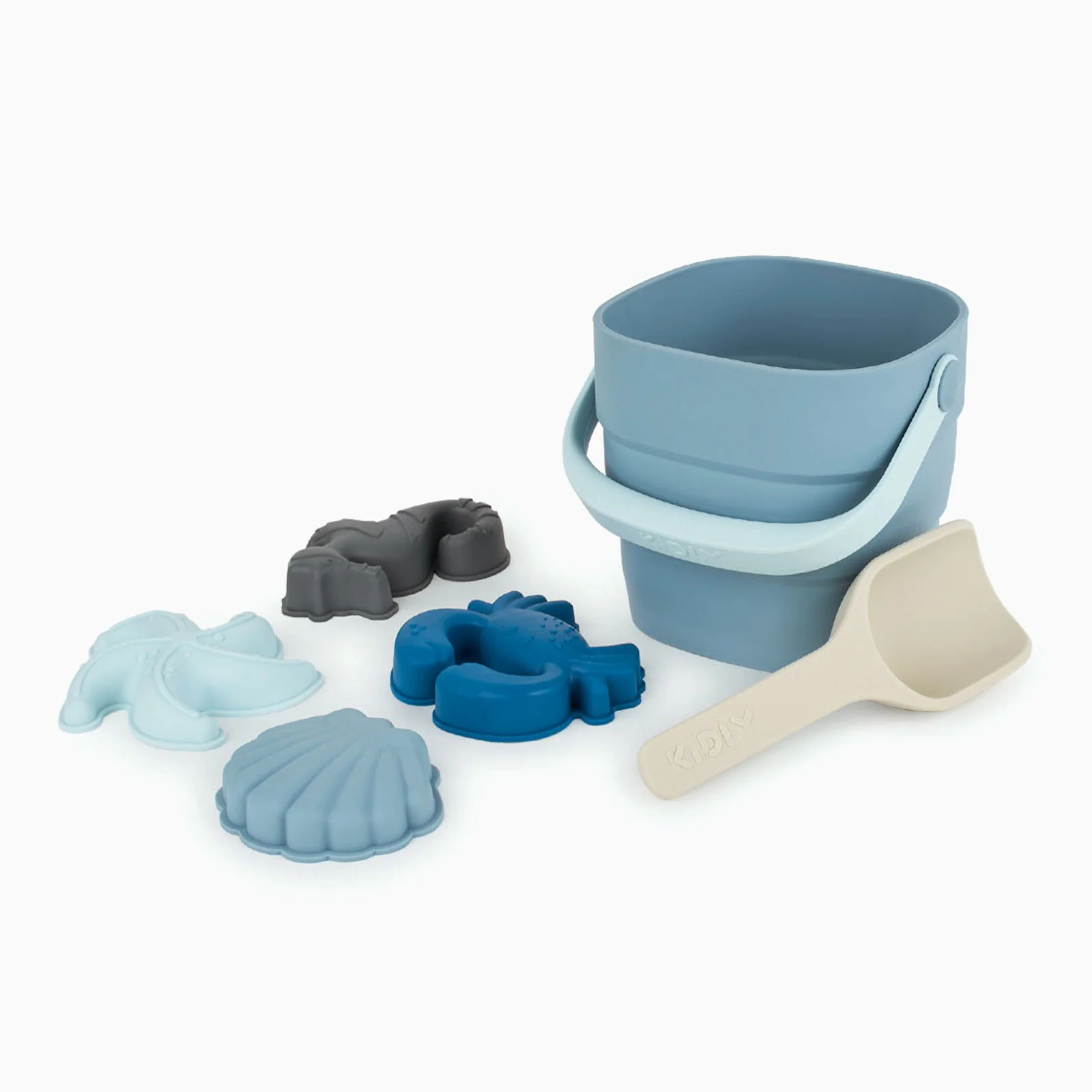 KIDLY by MORI Bucket, Spade & Sand Mold Set - Blue