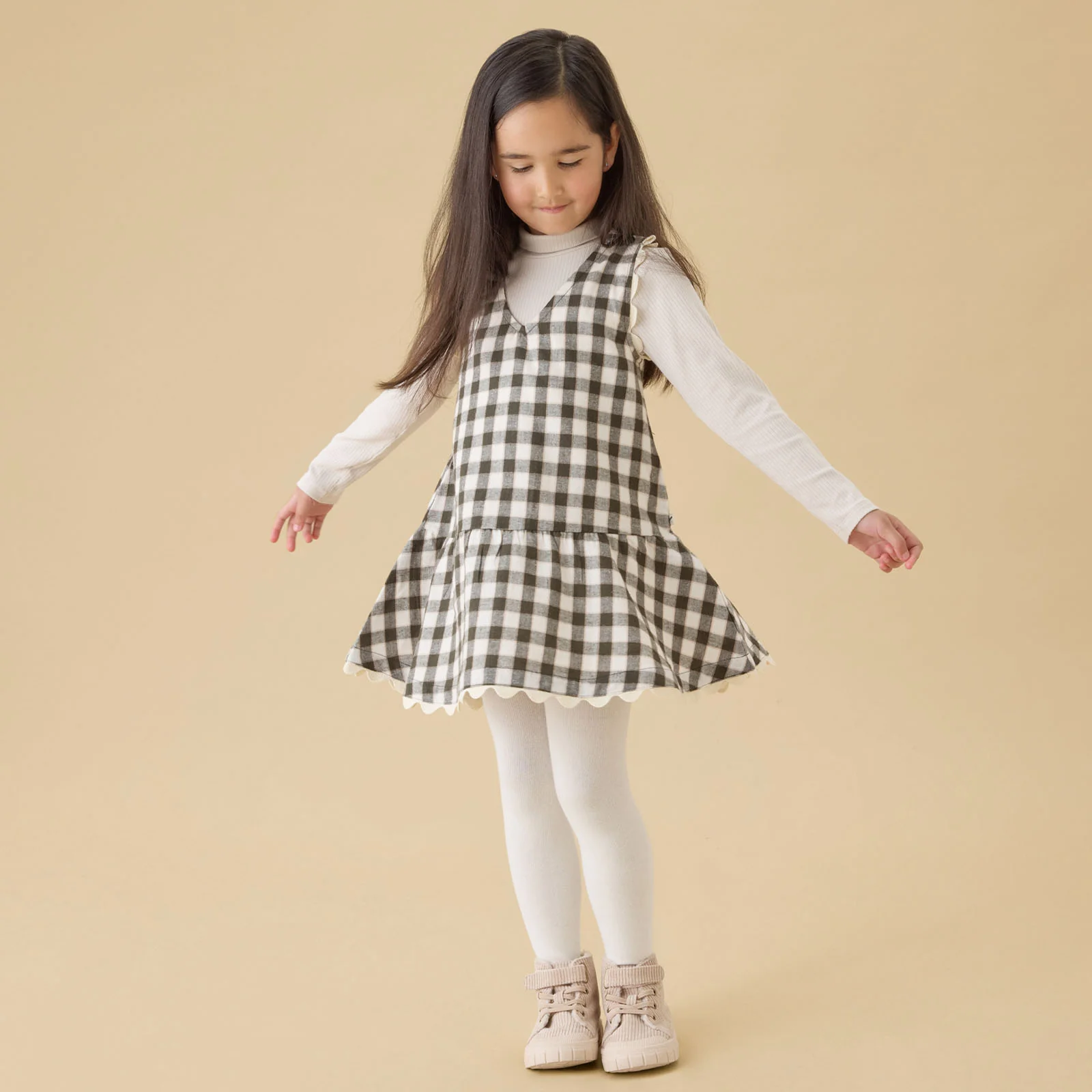 KIDLY by MORI Checked Pinafore Dress - Image 3