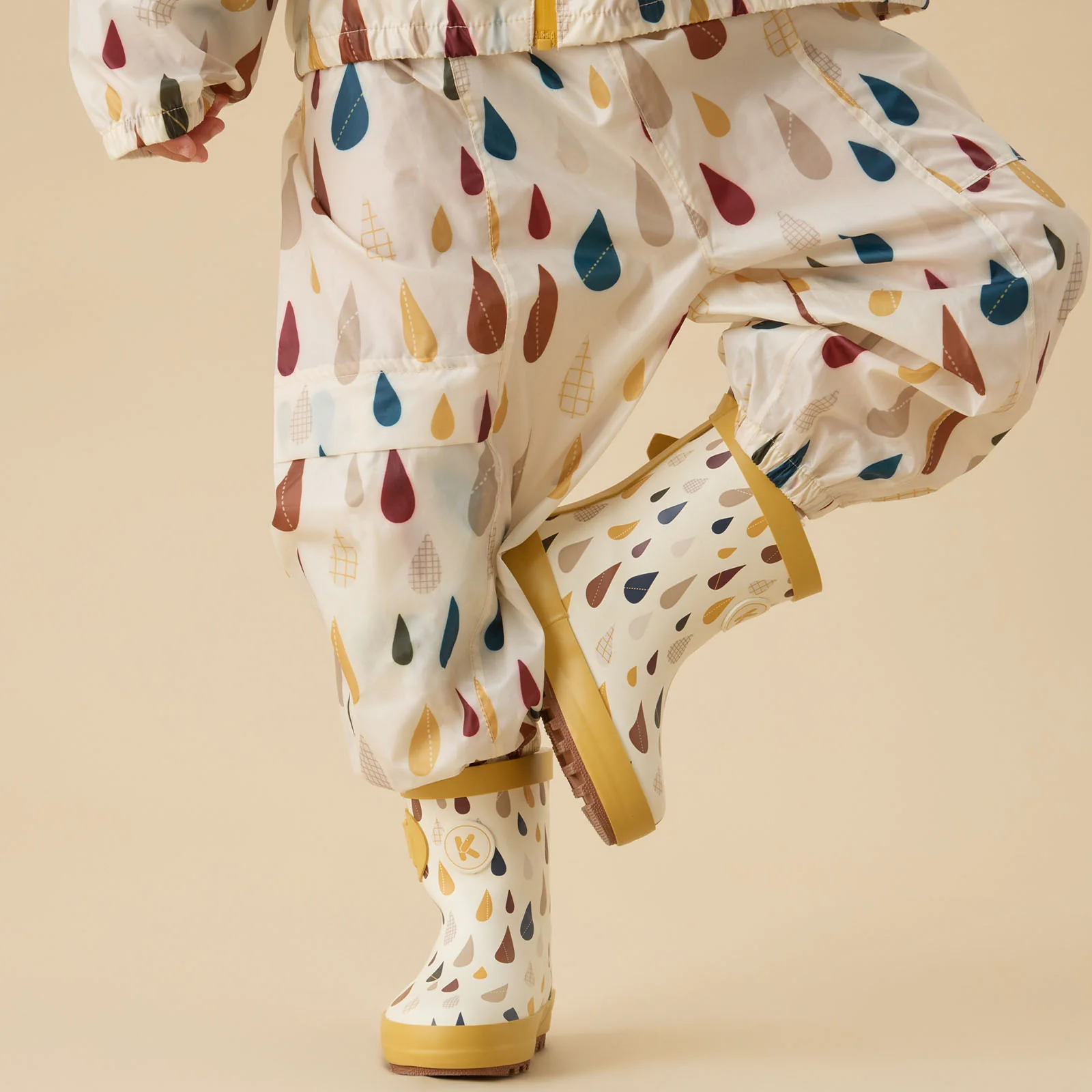 KIDLY by MORI Fleece Lined Wellies - Rain Drop - Image 3