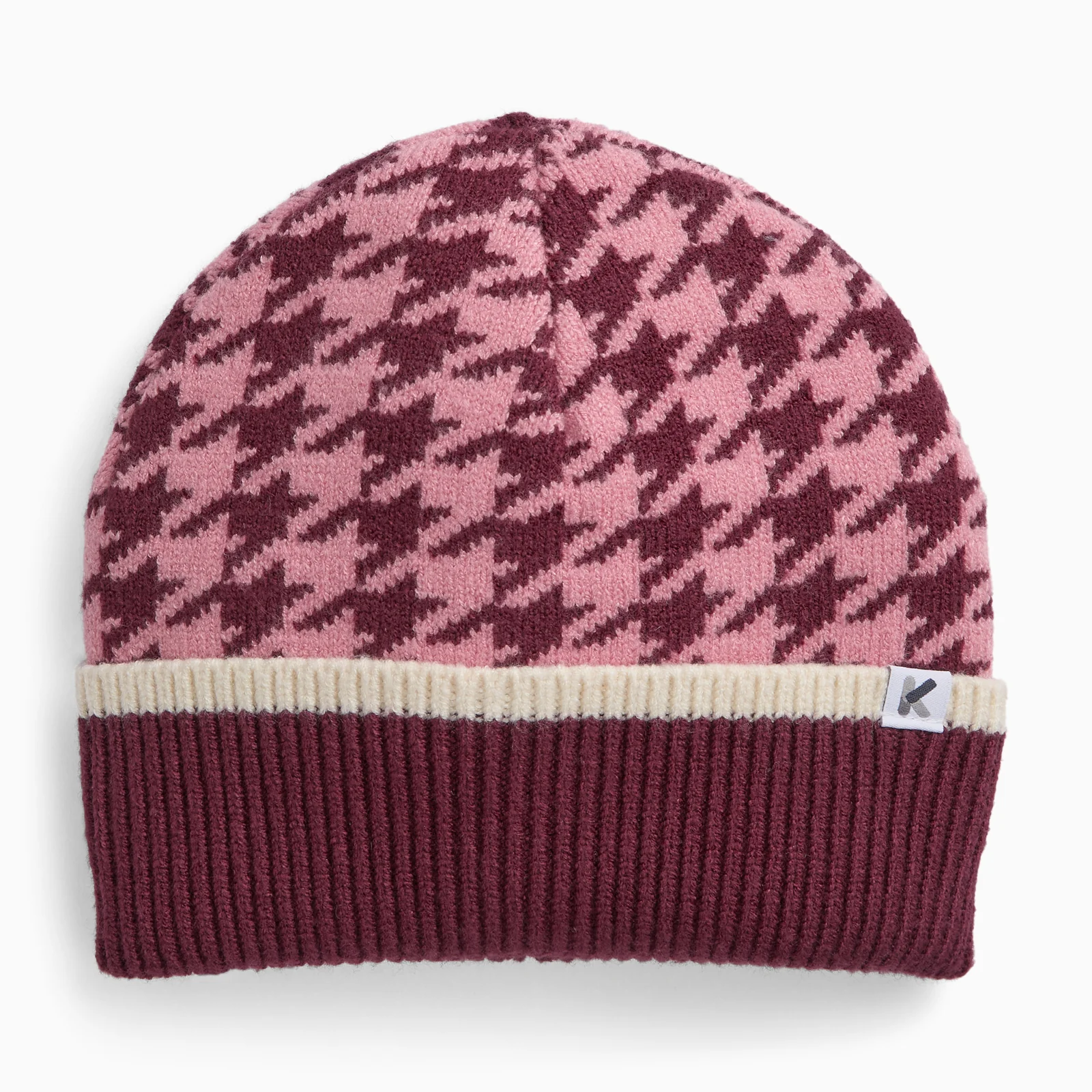 KIDLY by MORI Houndstooth Knitted Beanie - Pink - Image 2