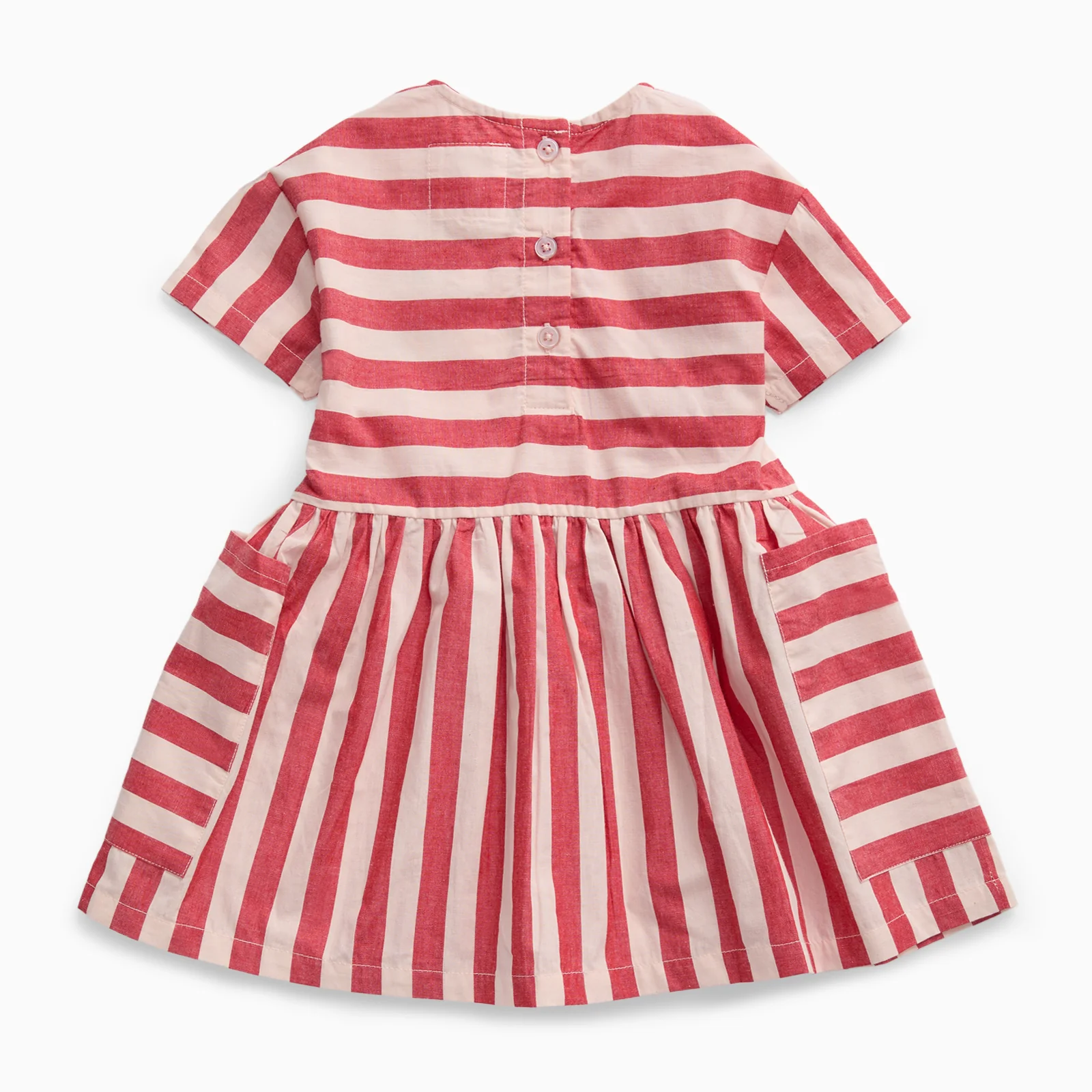 KIDLY by MORI Red Striped Cotton Dress - Image 3