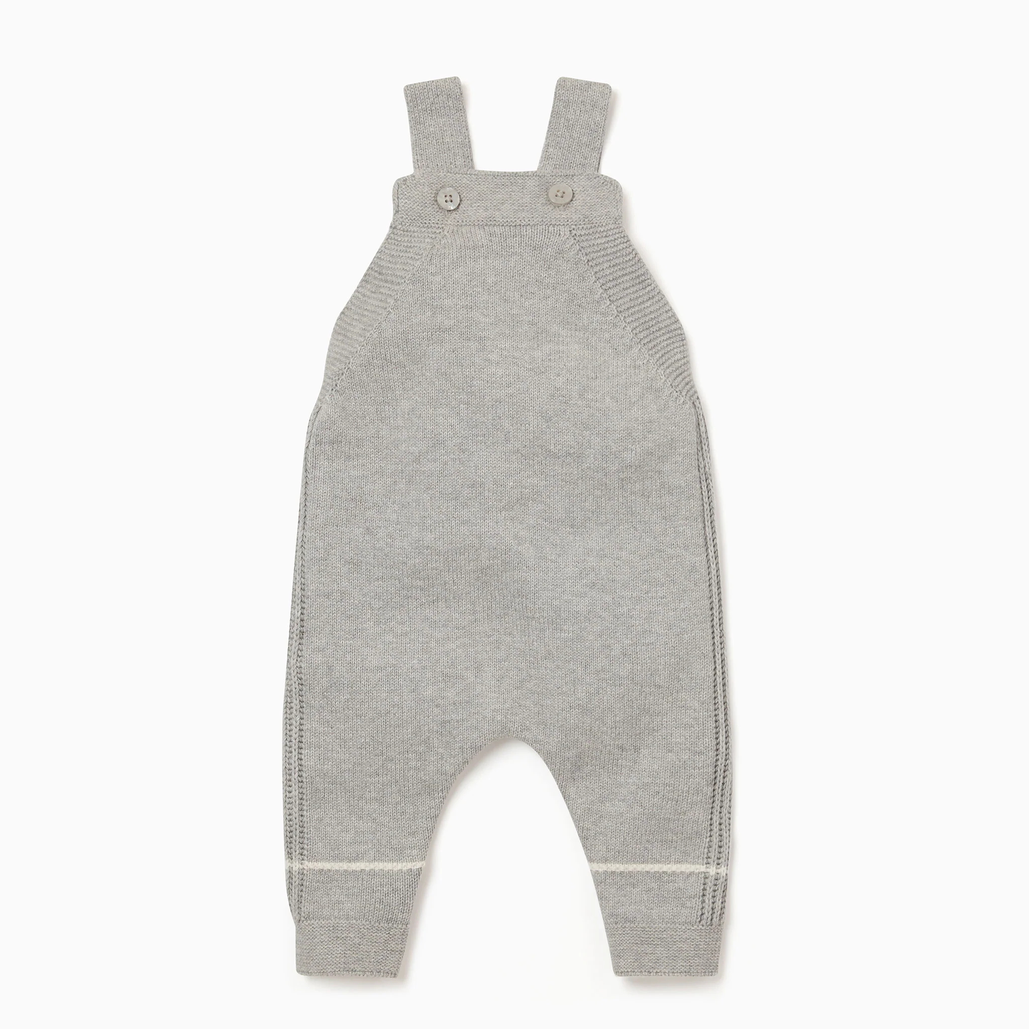 Knitted Grey Dungarees & Roll Neck Bodysuit Outfit - Image 2