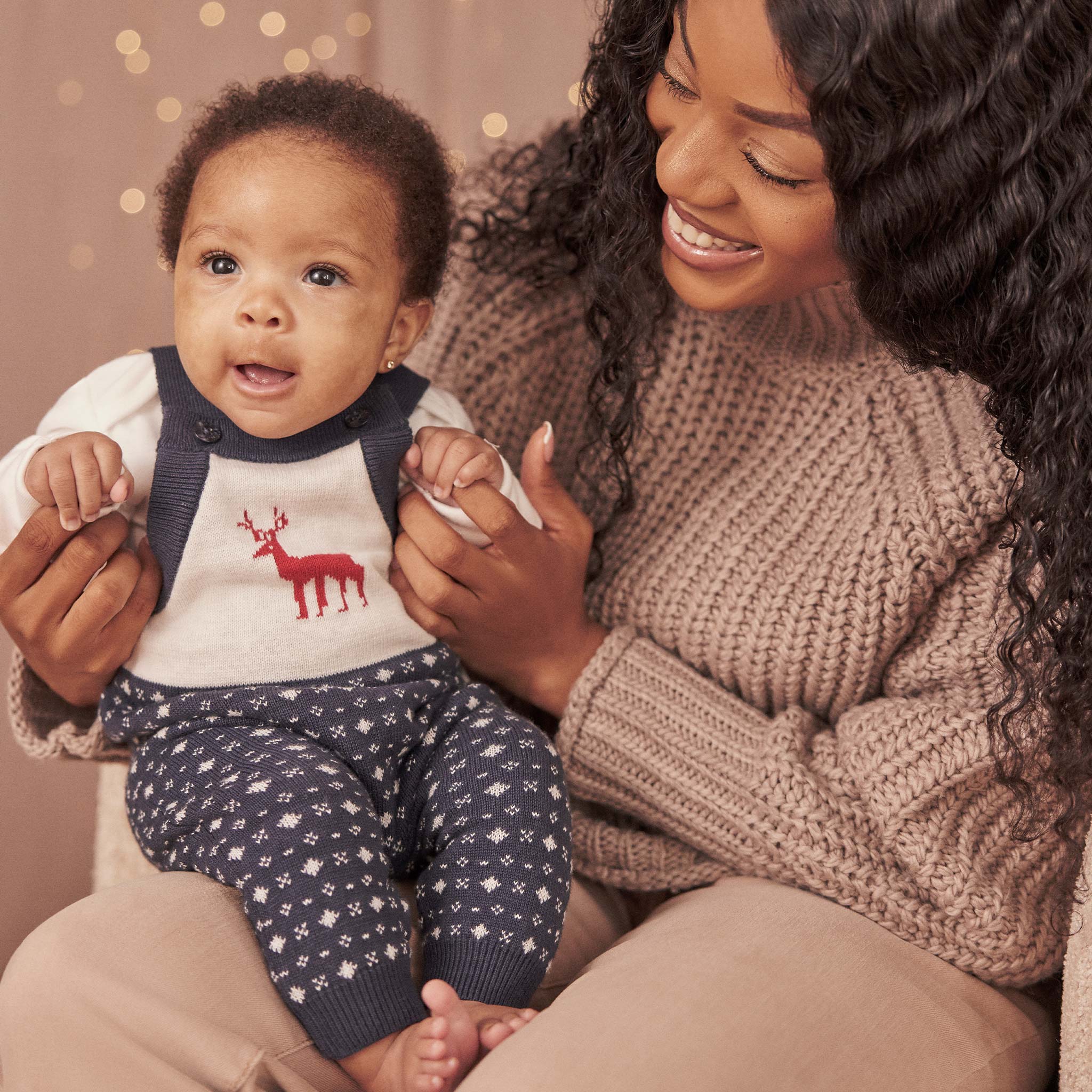 Knitted Reindeer Dungarees