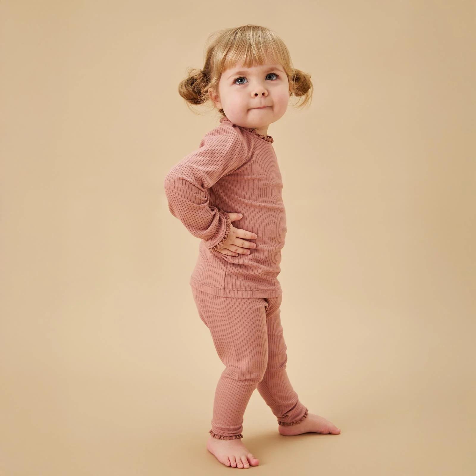 Lace Trim Ribbed Pyjamas