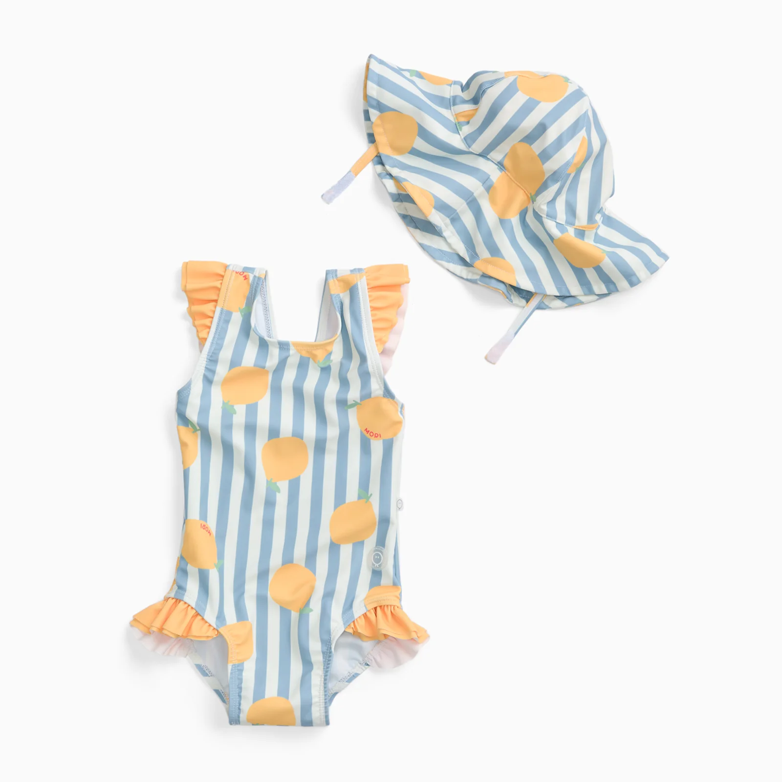 Lemon Frilled Swimsuit & Hat