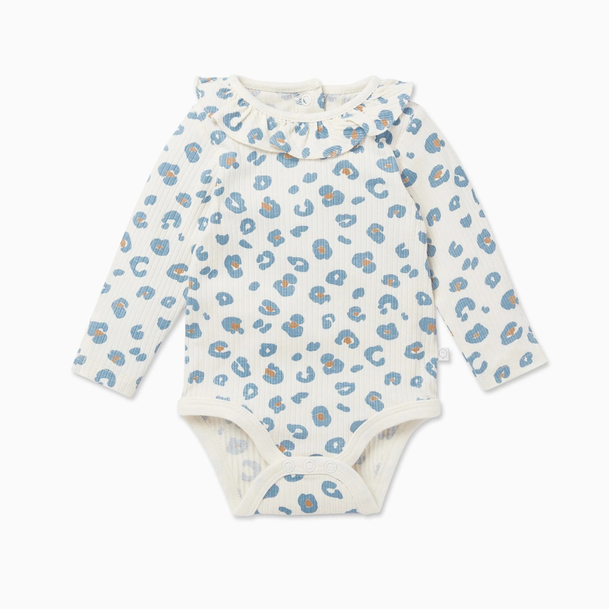 Leopard Ribbed Frill Collar Bodysuit