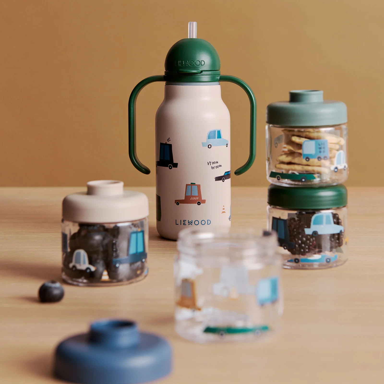 Liewood Dominique Food Boxes Set 100ml - Cars / Sandy - Image 2
