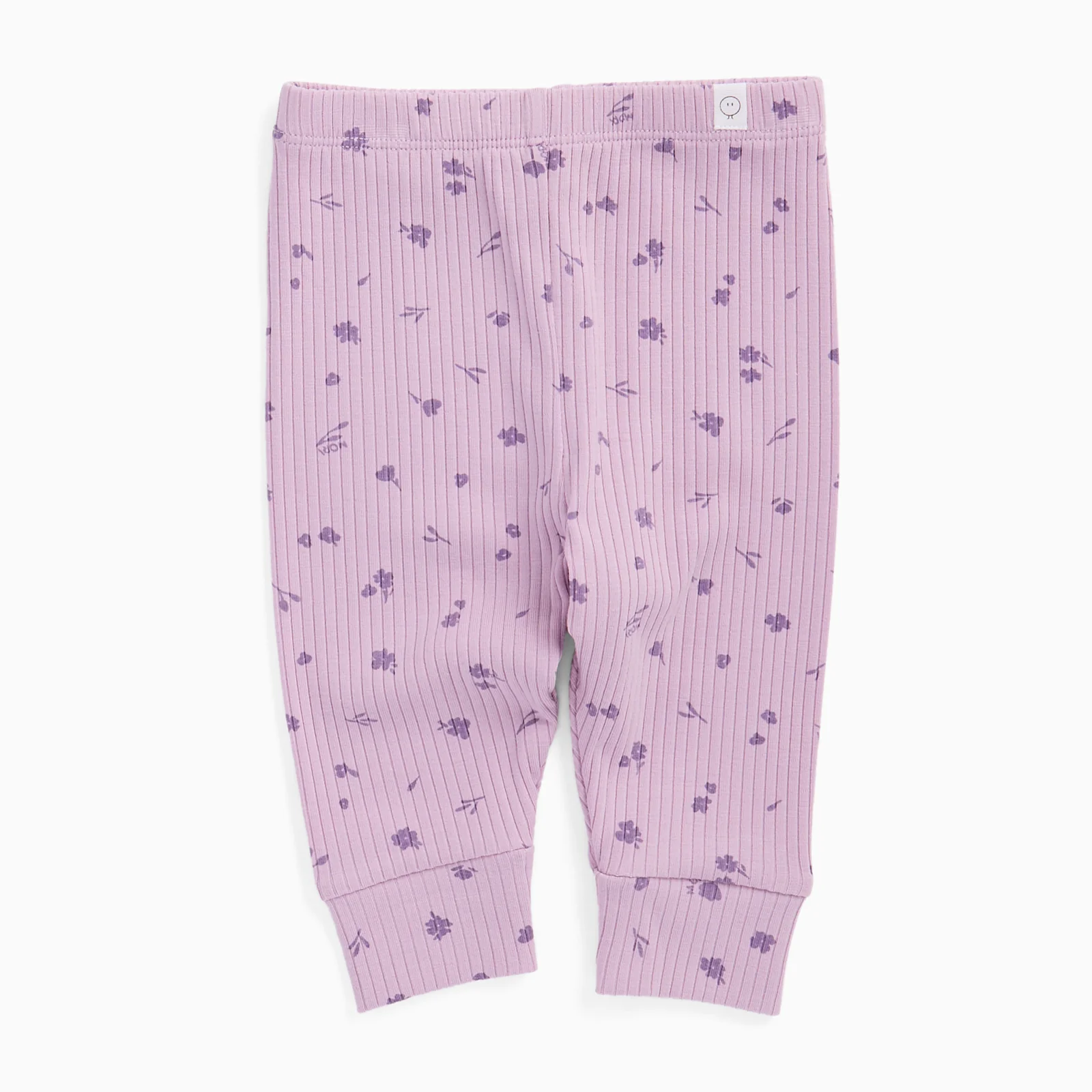 Lilac Floral Ribbed Leggings