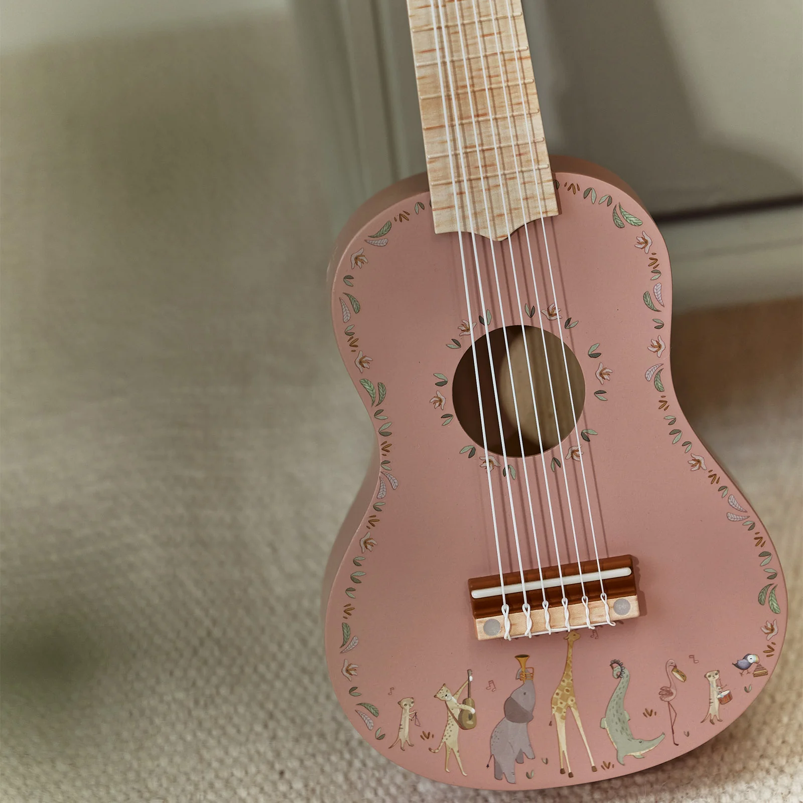 Little Dutch Safari Friends Wooden Guitar - Pink - Image 5
