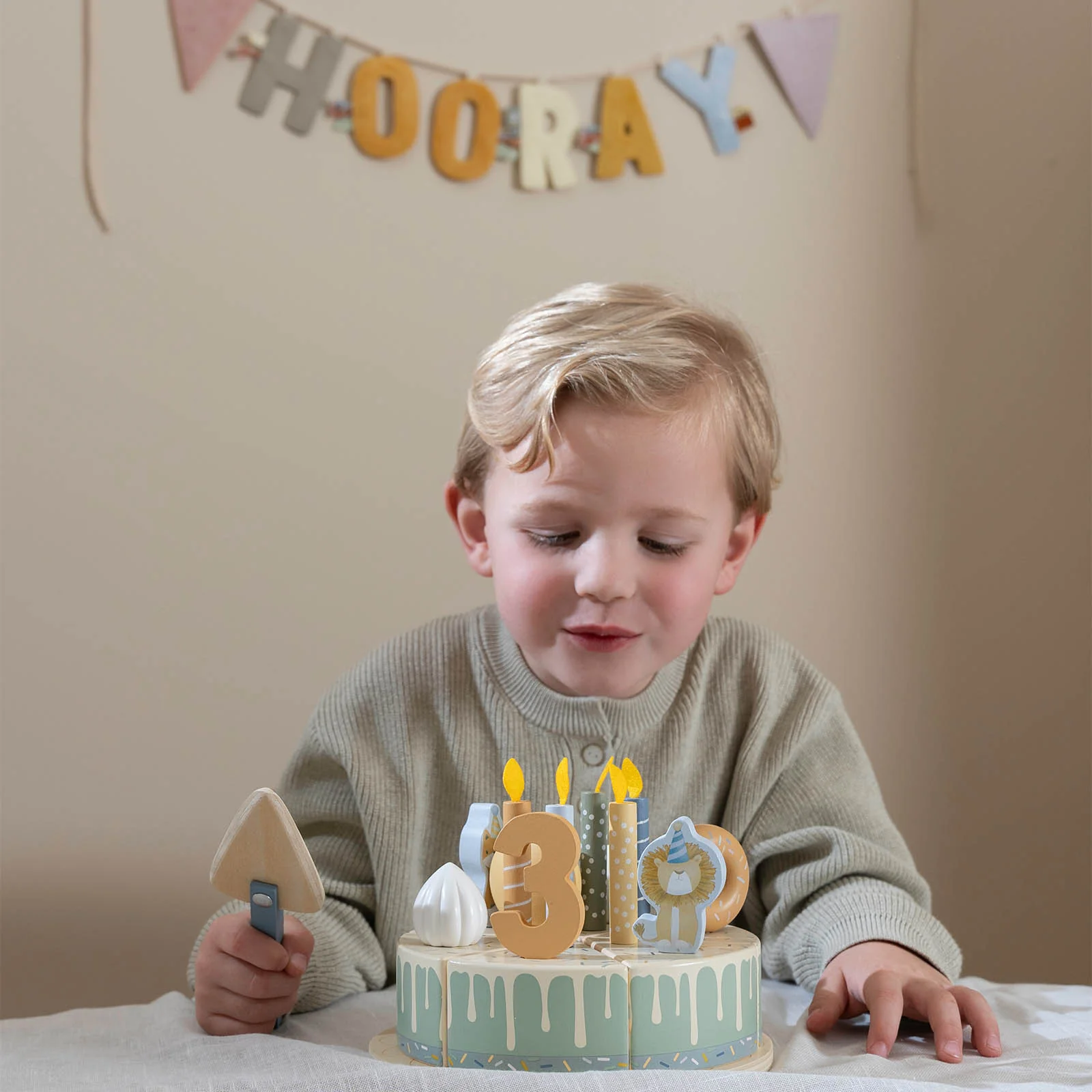 Little Dutch Wooden Birthday Cake - Blue