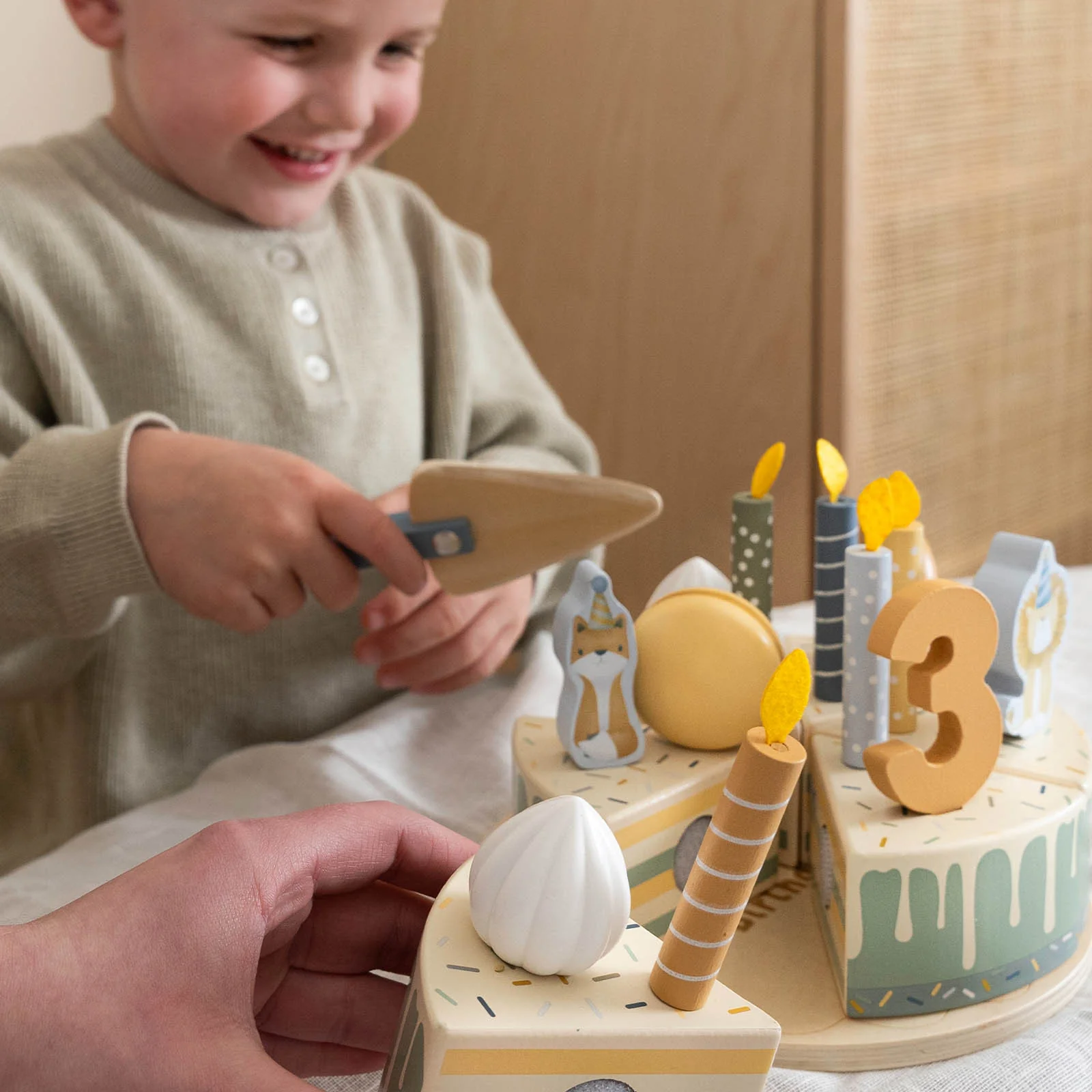 Little Dutch Wooden Birthday Cake - Blue - Image 6