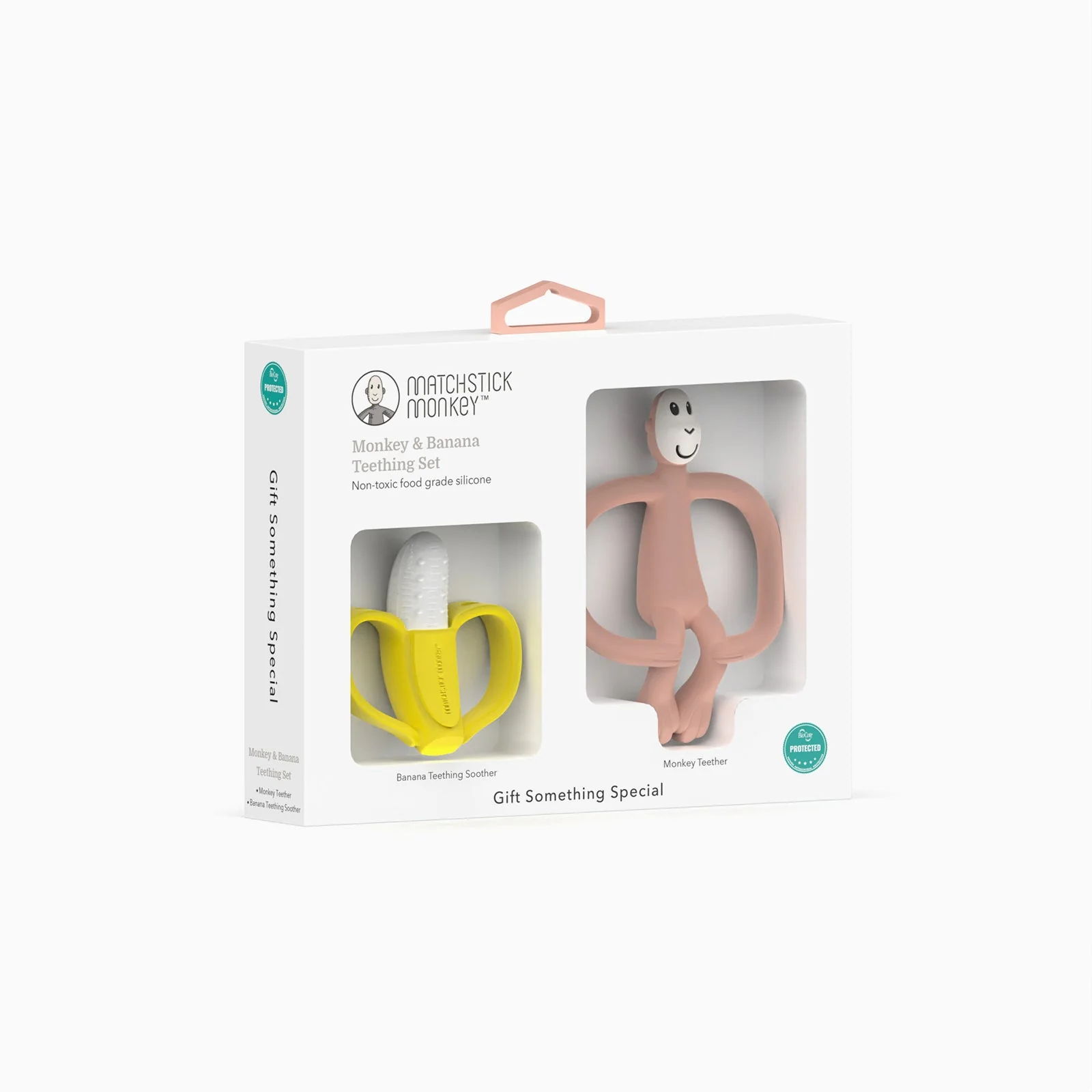 Matchstick Monkey Banana & Monkey Teether Gift Set - Pink