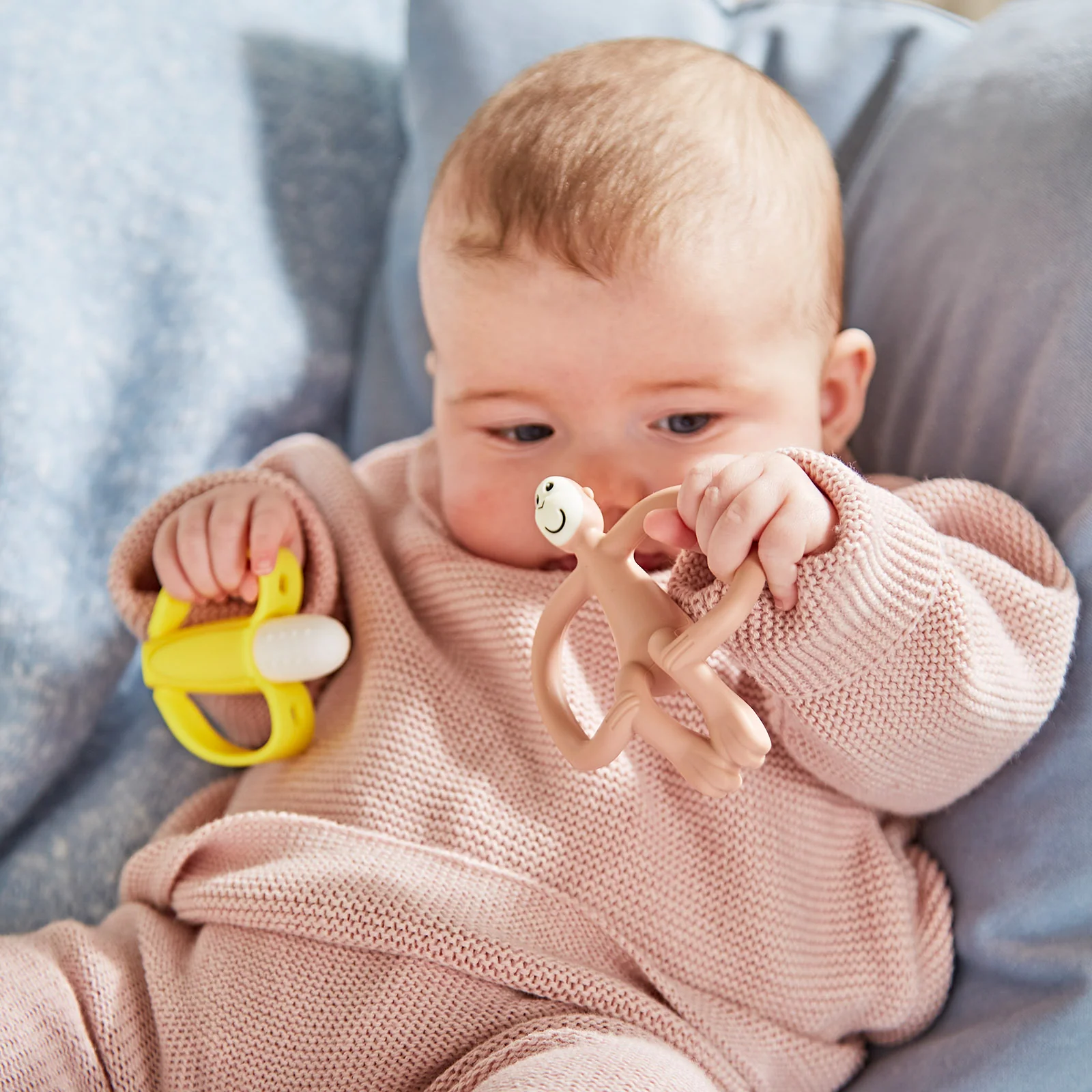 Matchstick Monkey Banana & Monkey Teether Gift Set - Pink - Image 3