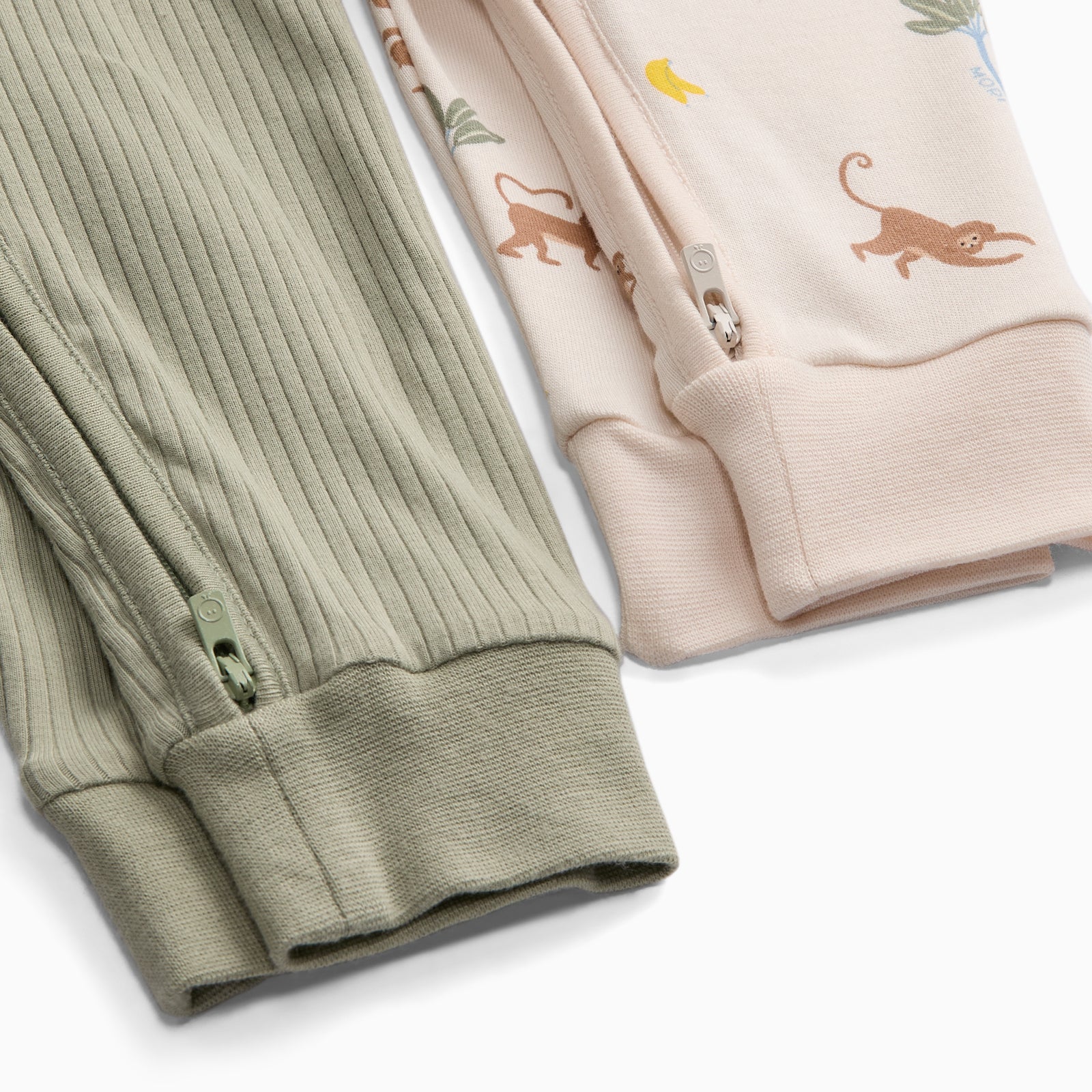 Monkeys & Ribbed Clever Zip Sleepsuit 2 Pack - Image 4