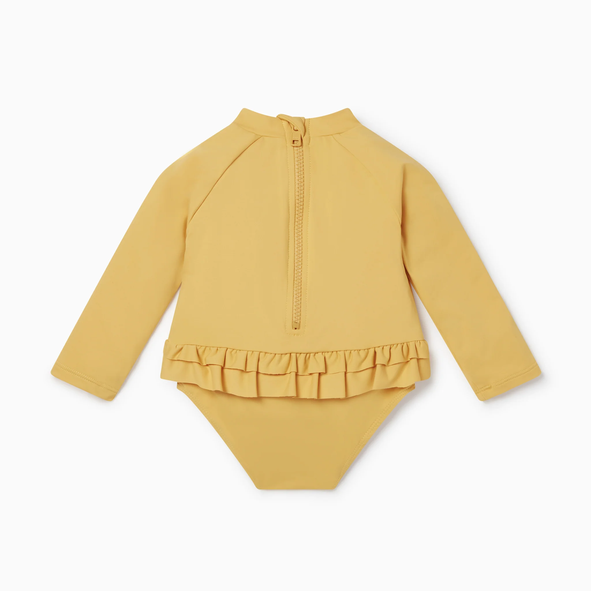 Mustard Frill Long Sleeve Swimsuit - Image 2