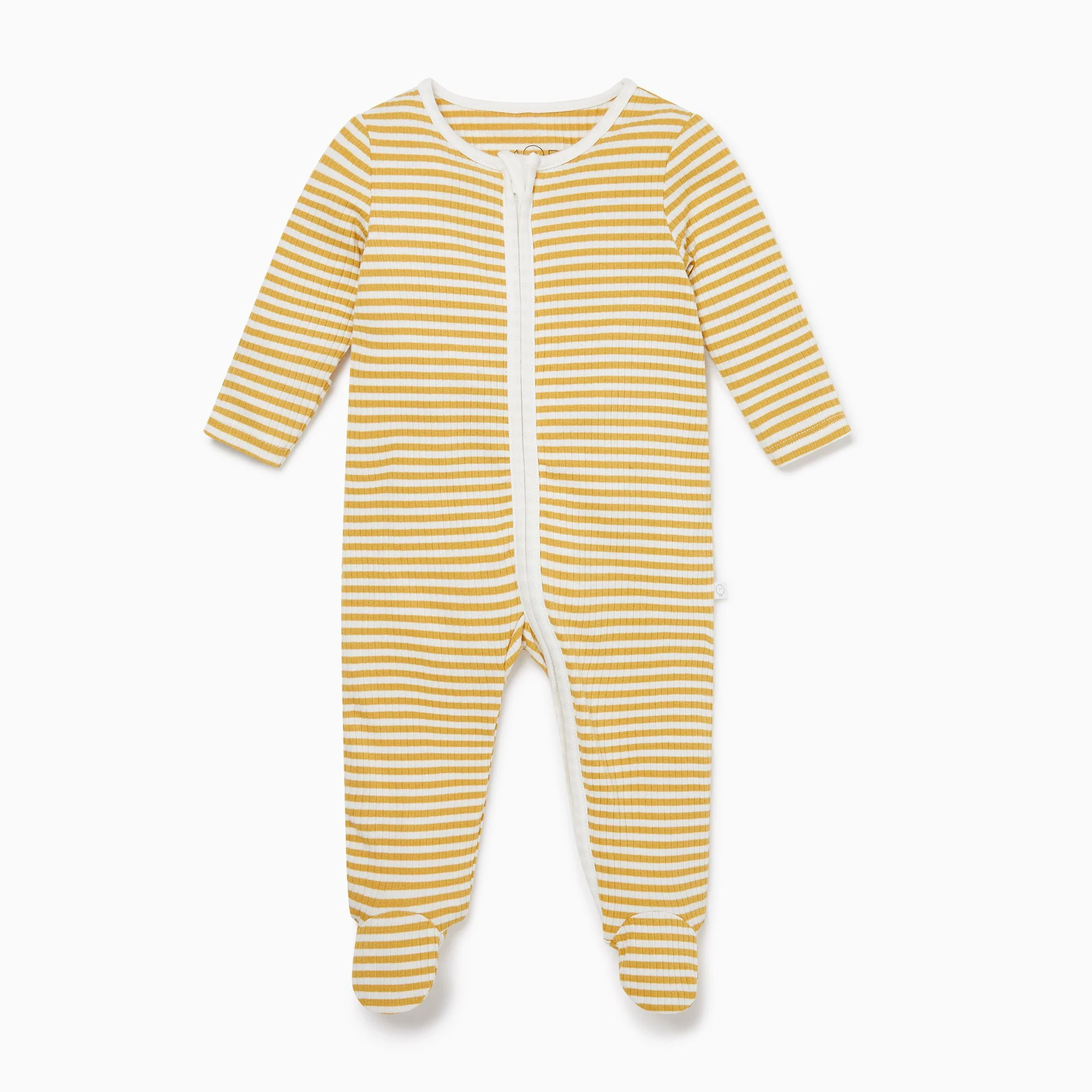 Mustard Stripe Ribbed Clever Zip Sleepsuit - Image 3